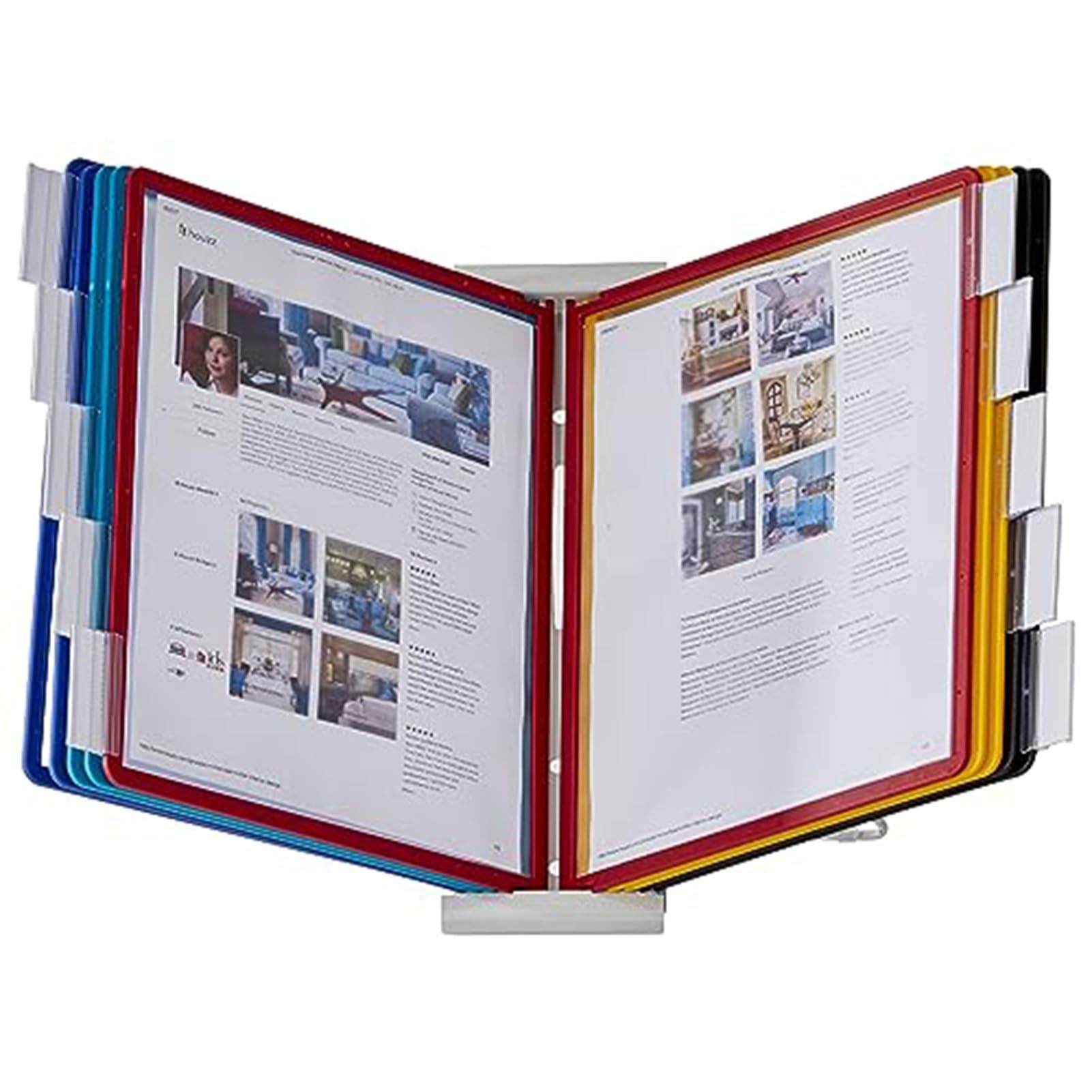 OLSKFUH Page-Turning Folder, Durable 10 Double-Sided Panels, Desk Clamp Reference Organizer,