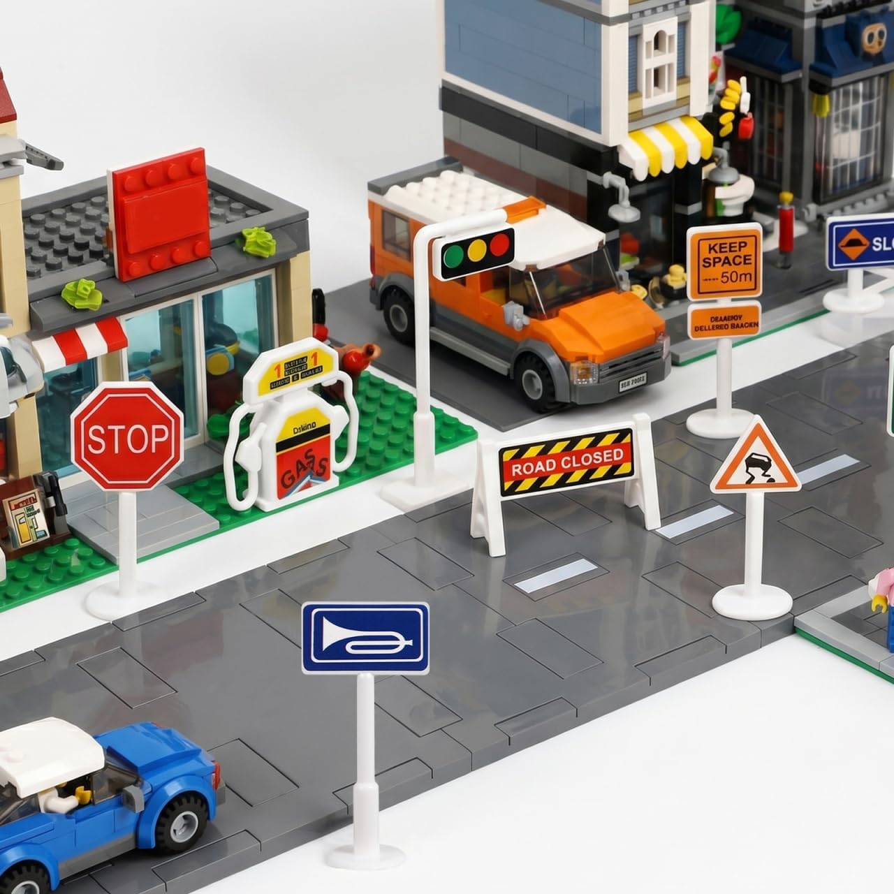Toddmomy Traffic Sign Toys 56Pcs Mini Road Signs Set Educational Kids Street Roadblock Signal Models for Early Childhood Learning and Interactive Play