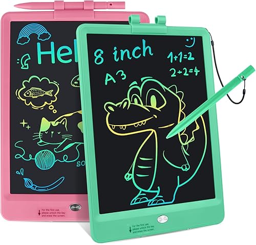 VTECHOLOGY 2 tabletas de escritura LCD, almohadillas de dibujo reutilizables borrables para niños pequeños. Tablero de dibujo para niños pequeños de