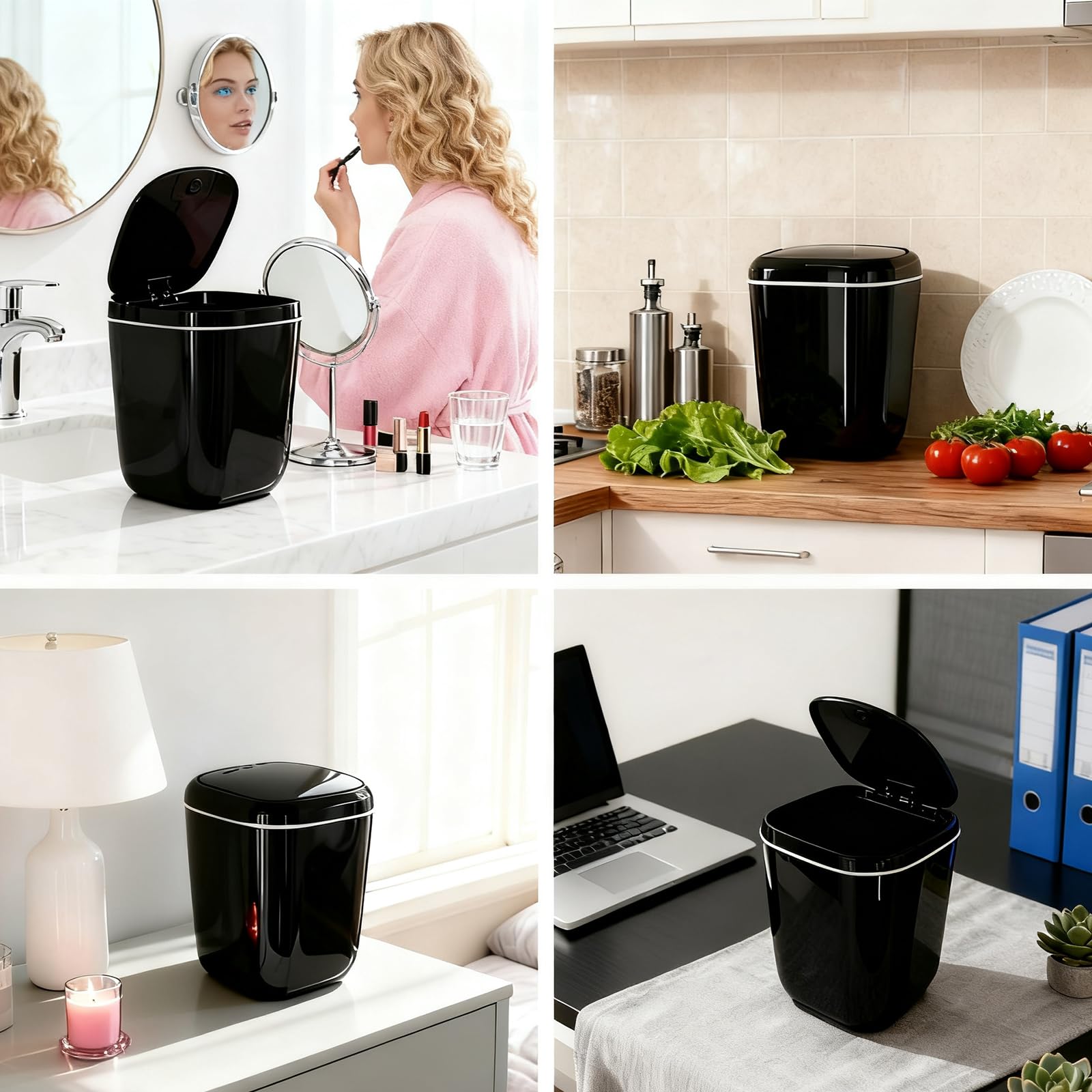 Poubelle de Table 2.4L avec Couvercle pour Bureau Salle de Bain