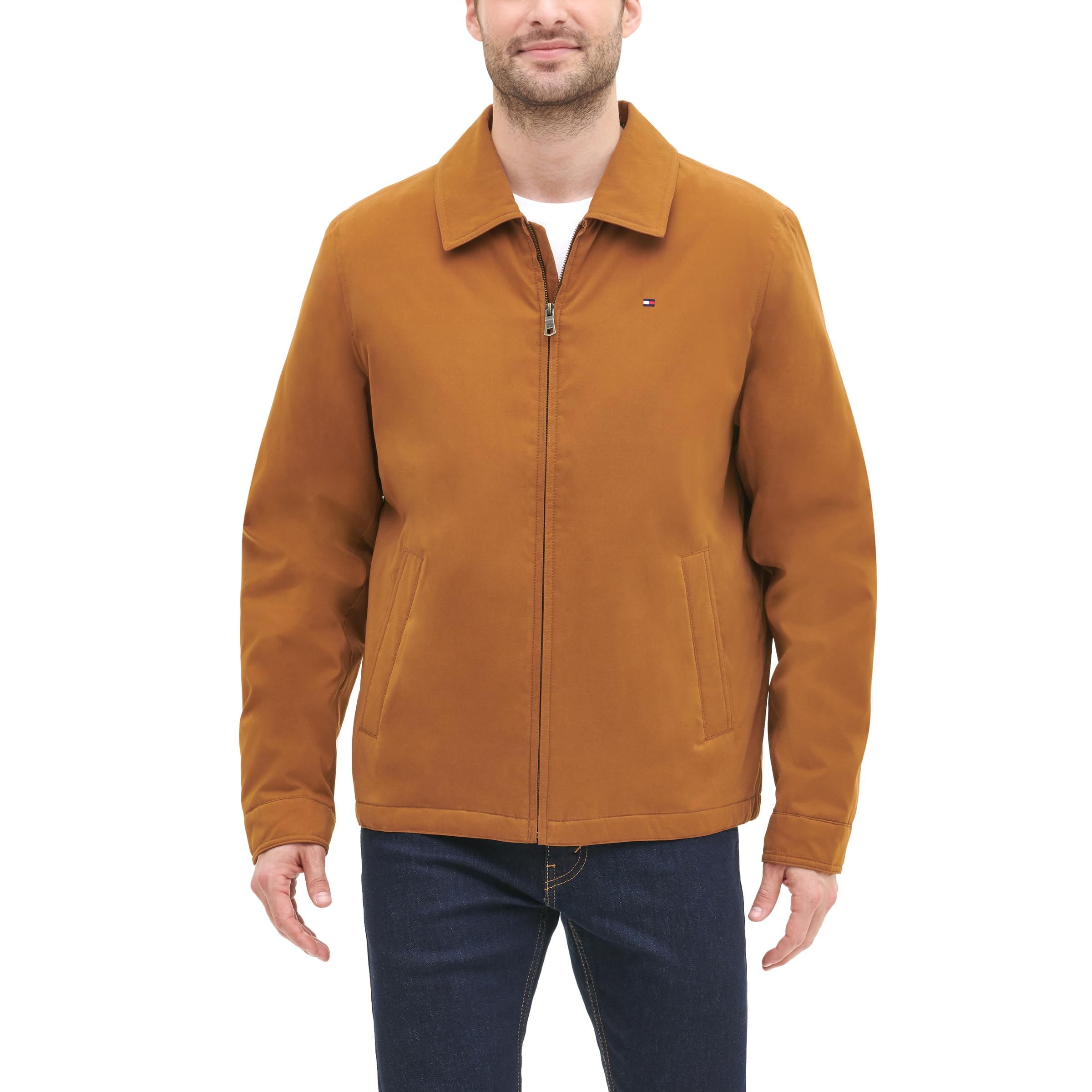 Tommy Hilfiger Leichte Herren-Golfjacke aus Microtwill (Standard und Big & Tall), Vicuna Brown Filled, 3XL