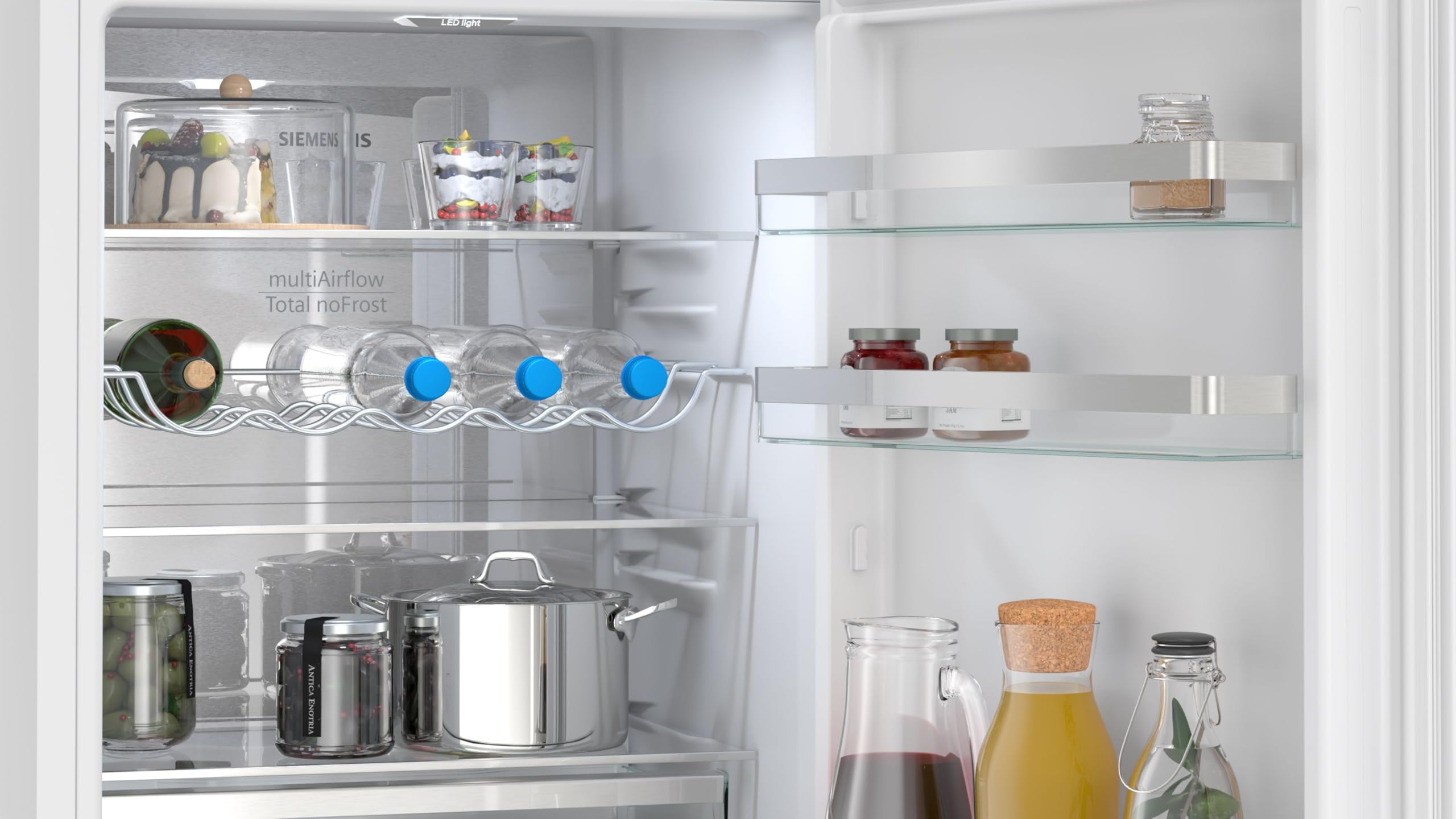 Siemens iQ300 Freistehende Kühl-Gefrier-Kombination 186 x 60 cm, KG36NVWCG, 218 L Kühlen & 103 L Gefrieren, Total noFrost, Nahtlose Platzierung, multiAirflow System, hyperFresh Technologie, Weiß