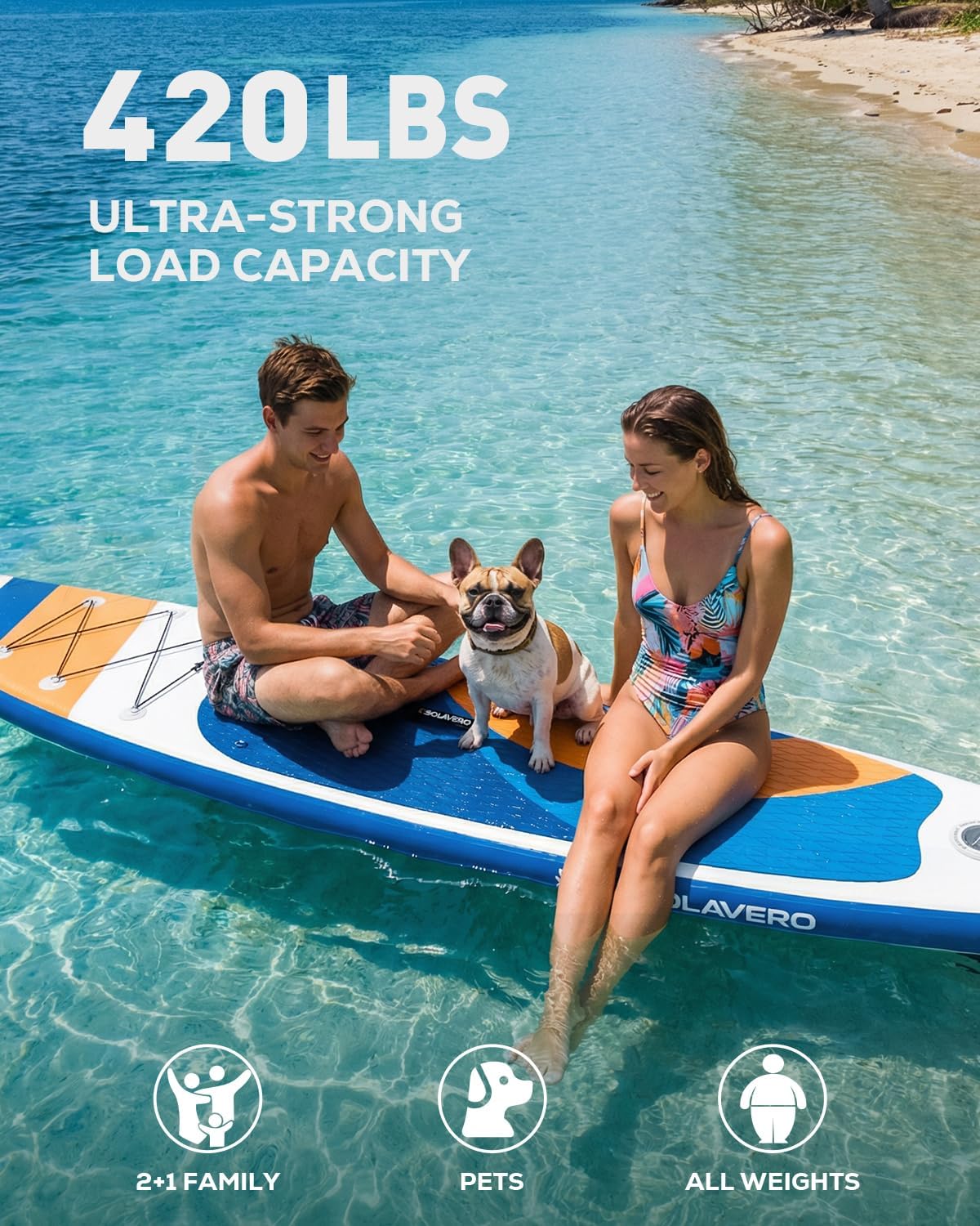 SOLAVERO 11' Inflatable Stand Up Paddle Board, Extra Wide Stable SUP with Premium Accessories Blow Up Paddle Board for Adults, Suitable for Sea and Lake, All Skill Levels
