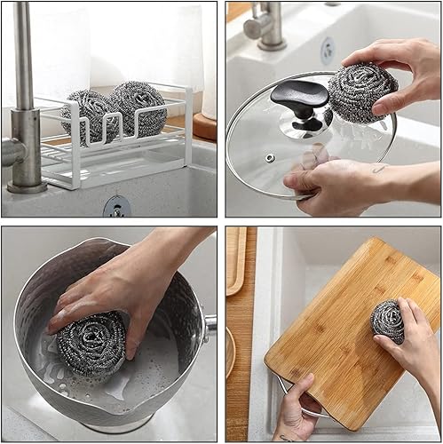 Miniatura 7 de DKKO Estropajos de acero inoxidable para limpiar platos, ollas, sartenes, hornos, parrillas, 12 unidades