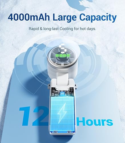 Miniatura 6 de Diveblues Ventilador turbo portátil de mano, viento de 5 engranajes, funciona con pilas, hasta 12 horas de trabajo, ventilador de mano 3 en 1 con