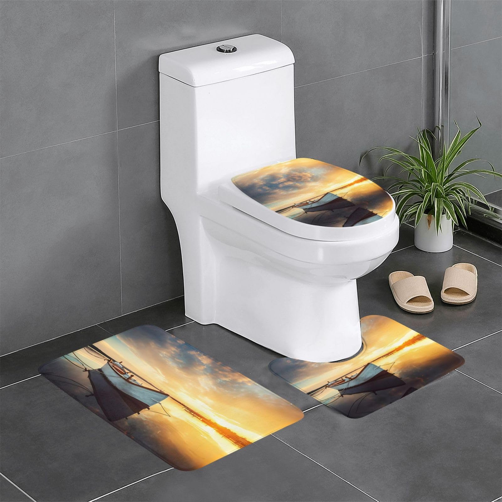 Alfombras de baño de felpa juego de 3 tapetes para ducha cómodos de 24 x 16 pulgadas