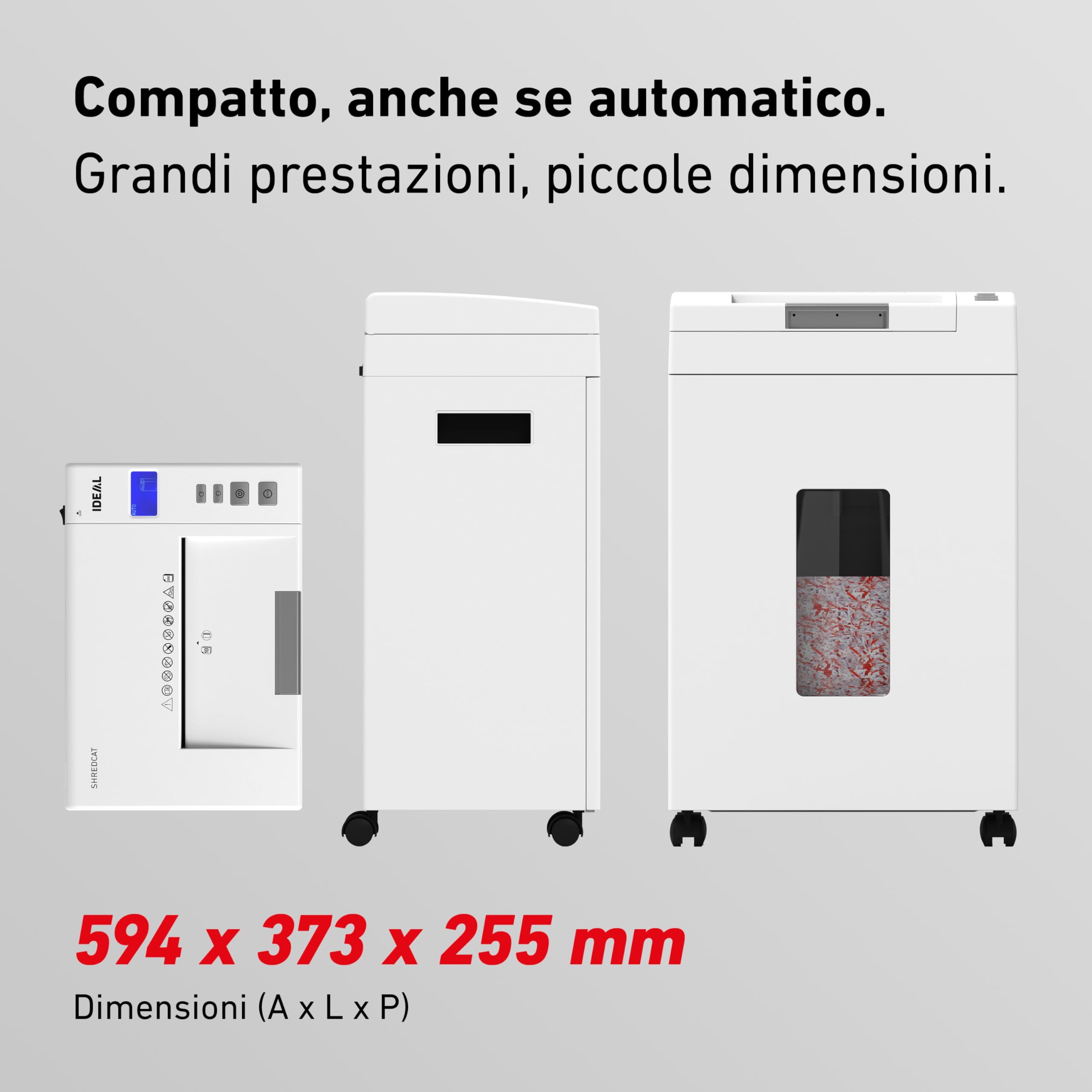 IDEAL Shredcat, Distruggidocumenti, Tritadocumenti di Alta Qualità, Silenziosi e Affidabili, Conformi al GDPR (8292, 4x10mm, P-4)