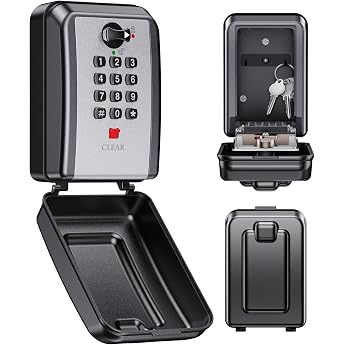 Mohard Wall Mounted Key Safe with Number Code, 12 Digits | Resettable Code Key Box, Large Capacity &amp; Weatherproof Key Safe Ou