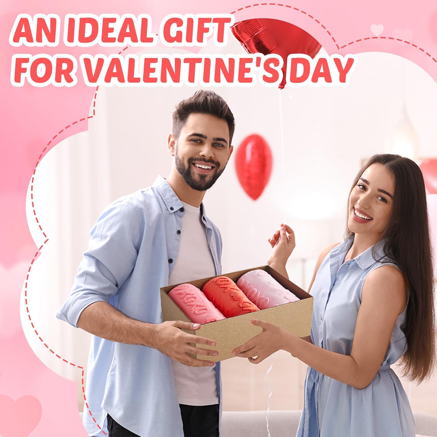 3 Pack XOXO Valentine's Day Hand Towels Gradient Red Bathroom Decorative 100% Cotton Soft Absorbent Decorative Soft Hand Towel Set for Kitchen Drying Cleaning Cooking Holiday 13.7'' x 29.5'' - Image 7