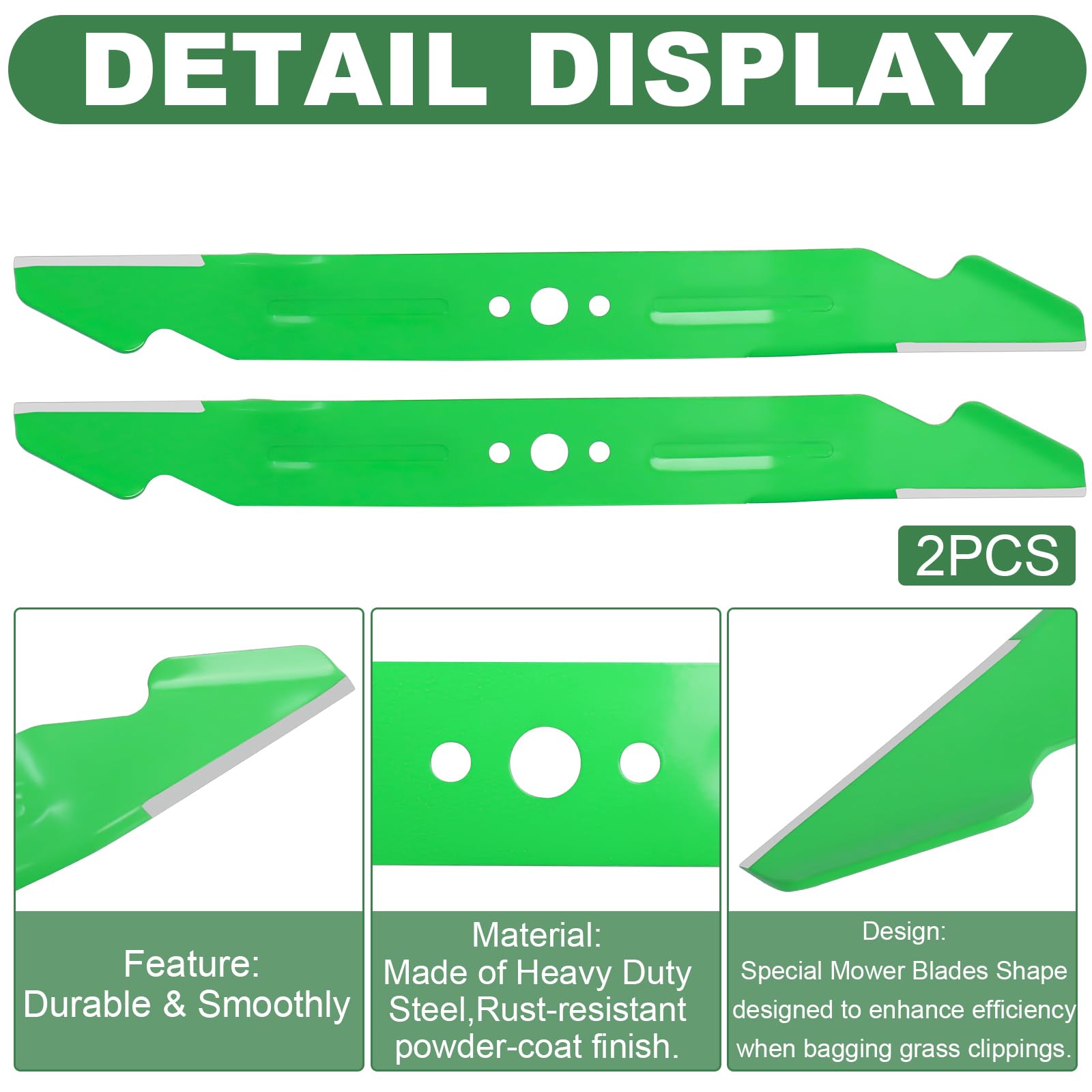 Ketofa Paquete de 2 cuchillas de repuesto para cortacésped AB2100 para modelos EGO Power+ de 56 V – Mulching, embolsado y descarga lateral 3 en 1, color verde
