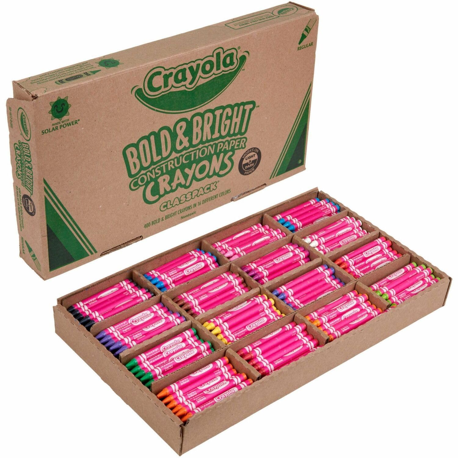 Crayola Construction Paper Crayons, Wax, 25 Sets of 16 Colors, 400/Box, Sold as 400 Each