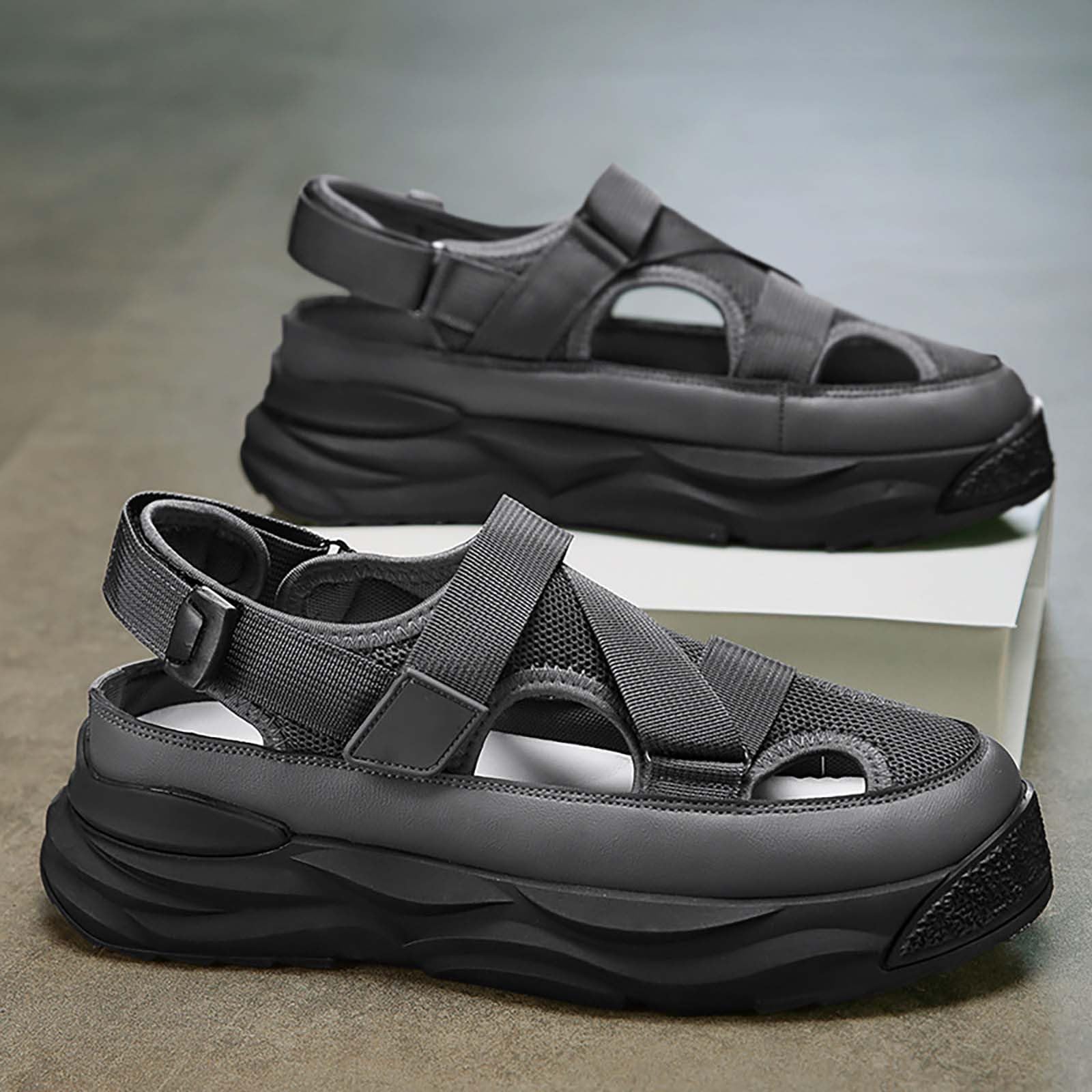 Sandali estivi da uomo, sandali da trekking, scarpe da trekking con plateau, scarpe da ginnastica, sandali chiusi, traspiranti, scarpe da spiaggia, scarpe da trekking, scarpe estive, sandali sportivi