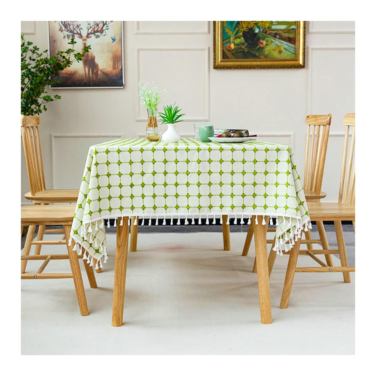 Gualiy Manteles Rectangular Poliester, Manteles Mesa de Tela 140x240CM Manteles Mesa Antimanchas Patrón de Cuadros Manteles para Mesa Comedor, Verde