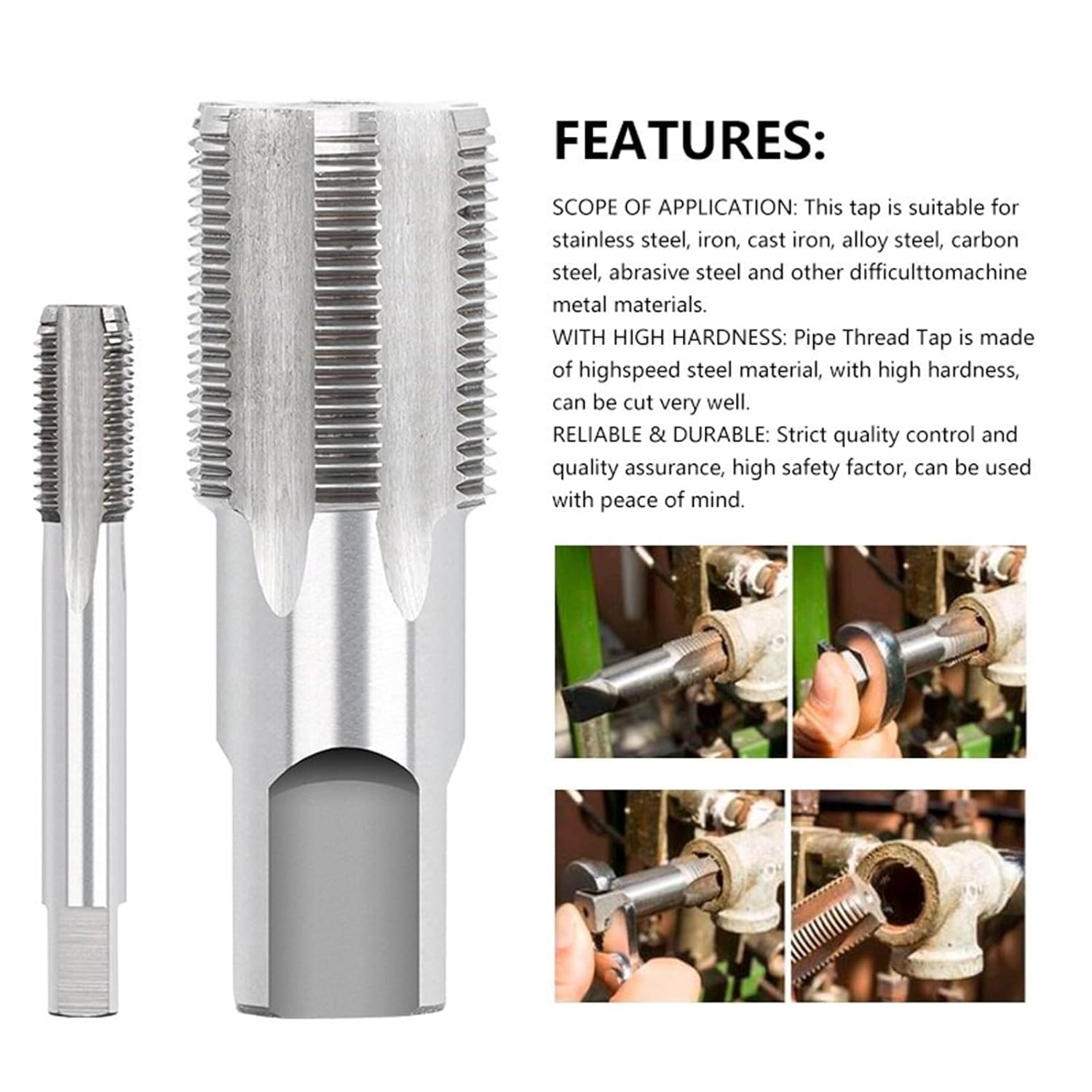 1pcs Pipe Thread Tap HSS Pipe Tap Tungsten Carbide Router Bit G 1/8 1/2 3/4 1 for Metalworking Screw Thread Cutting Tools Machine Tap(G1I16)