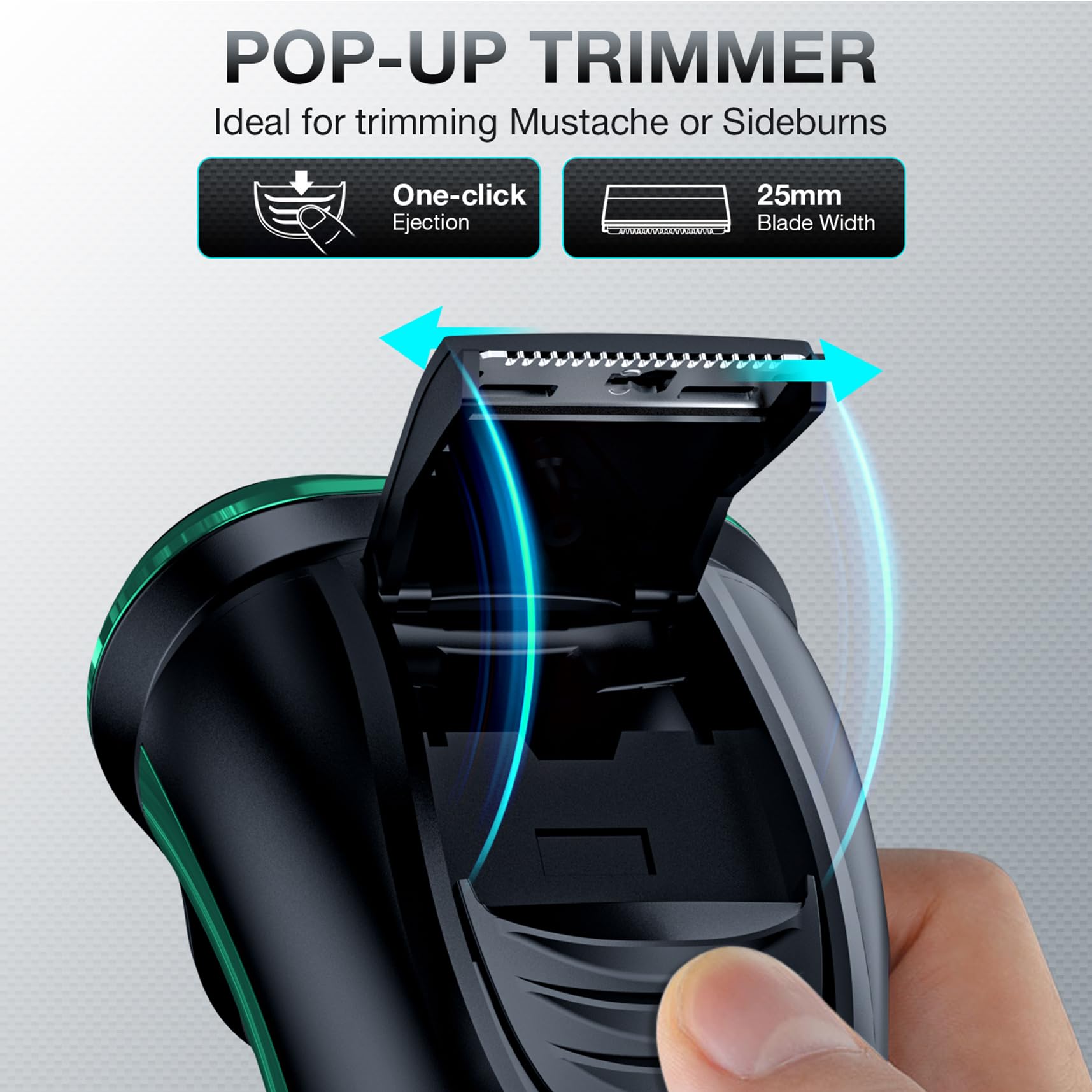 Elektrischer Rasierer für Herren, kabelloser wiederaufladbarer 3-Kopf-Rasierer mit Ladeständer, Wet & Dry IPX7 wasserdicht, eingebauter Pop-Up-Trimmer
