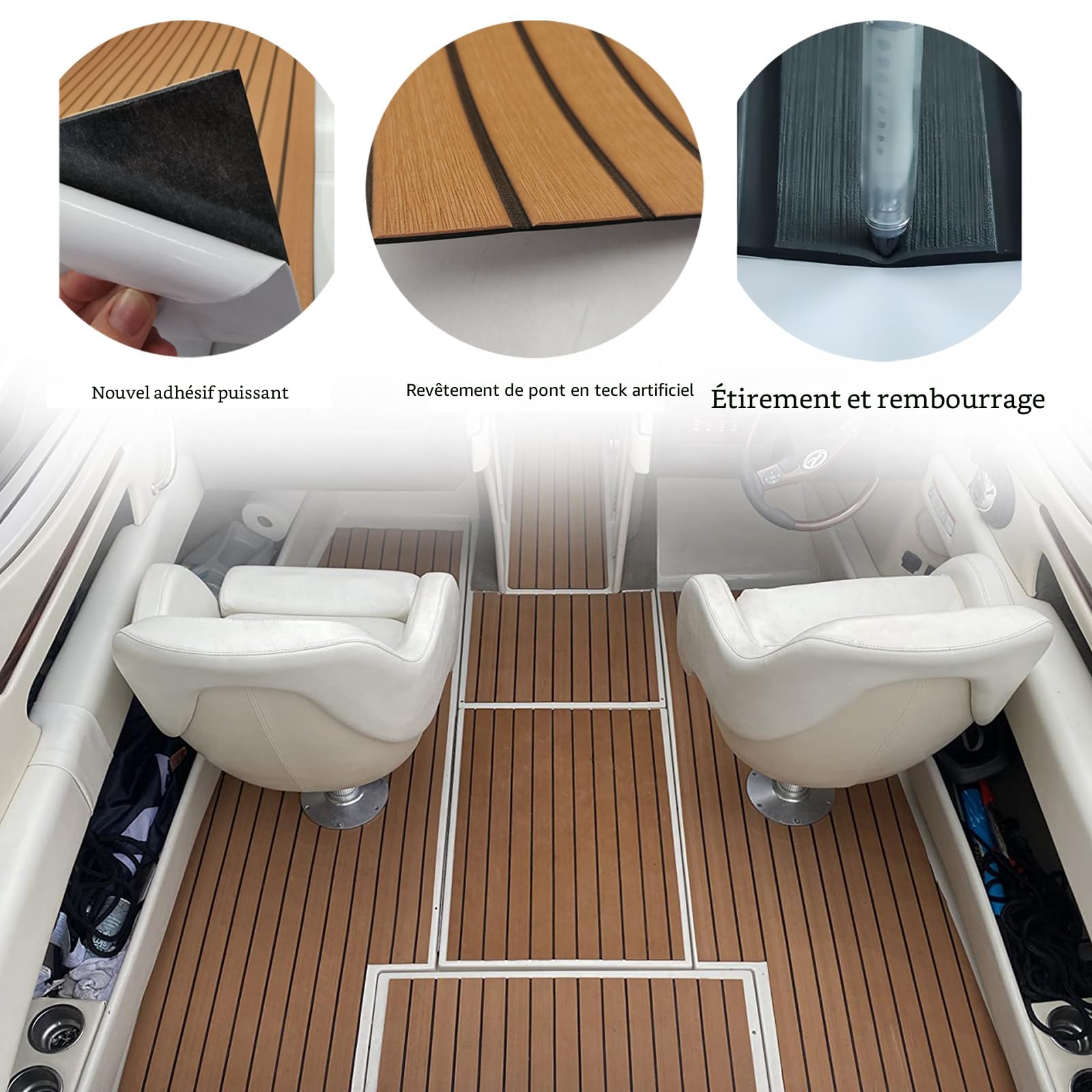 TRIEBAN Tapis De Sol En Mousse EVA Pour Bateau – Revêtement Antidérapant 240x90 Cm, Effet Teck Gris TRIEBAN Tapis De Sol En Mousse EVA Pour Bateau – Revêtement Antidérapant 240x90 Cm, Effet Teck Gris