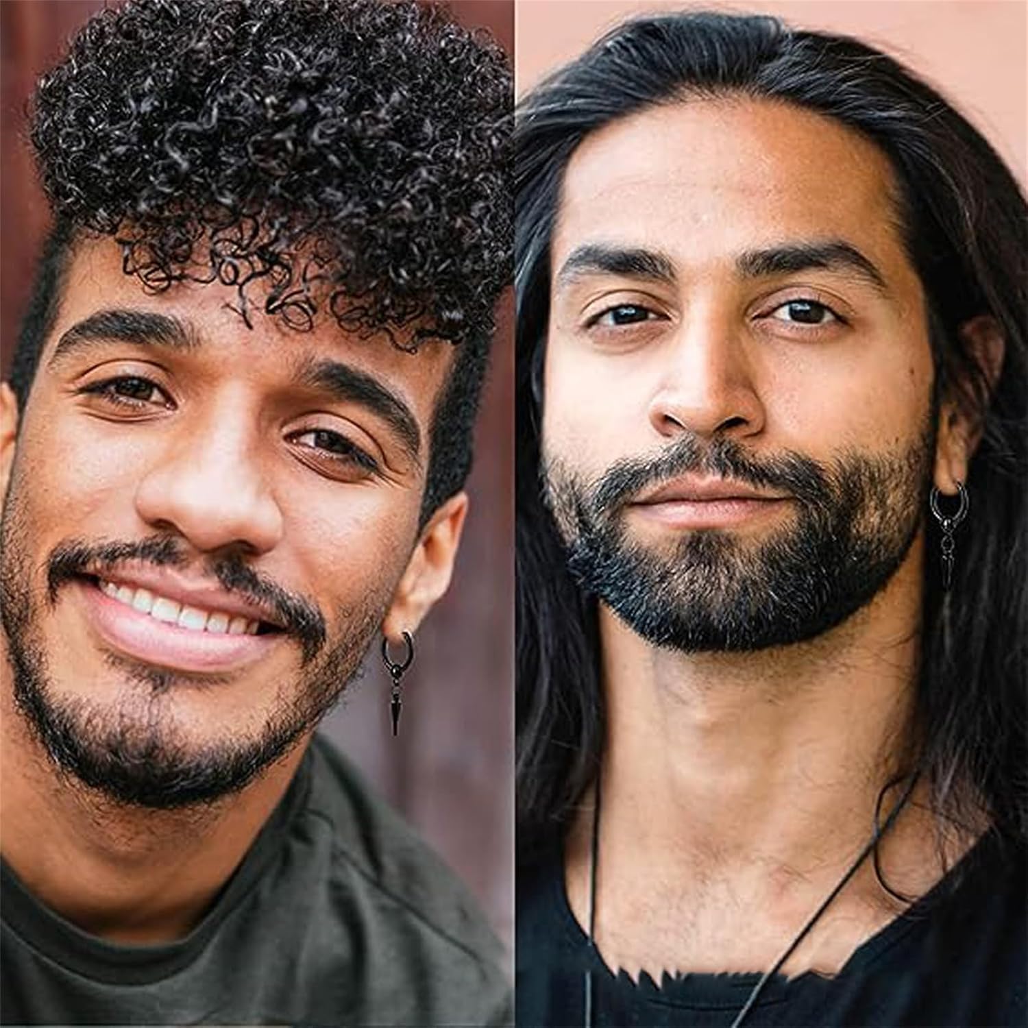 MALOYANVE Titanium Steel Cross Hoop Earrings Punk Cool Minimalist Cross Dangling Hanging Dangle Drop Huggie Hinged Hoop Cross Earrings for Men Women Gothic Jewelry (Black Spike) - Image 3