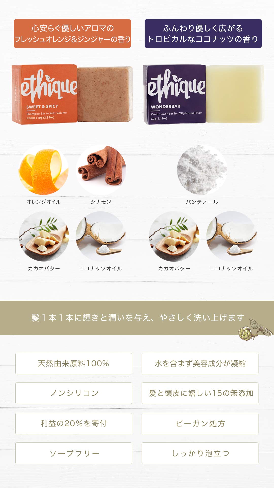 Amazon | エティーク 固形シャンプー コンディショナー セット