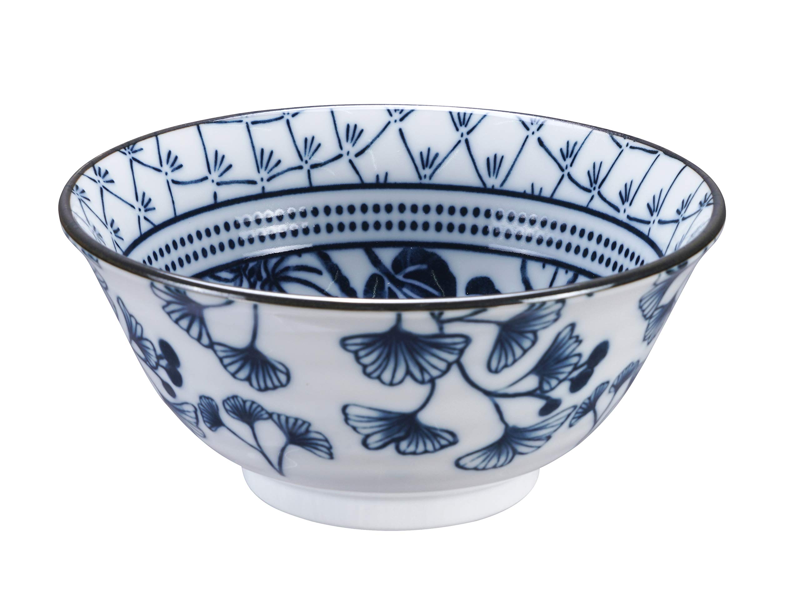 TOKYO design studio Flora Japonica 4-er Schalen-Set blau-weiß, Ø 14,8 cm, 7 cm hoch, ca. 500 ml, asiatisches Porzellan, Japanisches Blumen-Design, inkl. Geschenk-Verpackung