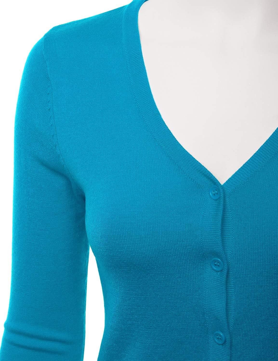 EIMIN Women's 3/4 Sleeve V-Neck Button Down Stretch Knit Cardigan Sweater (S-3X) - Image 4