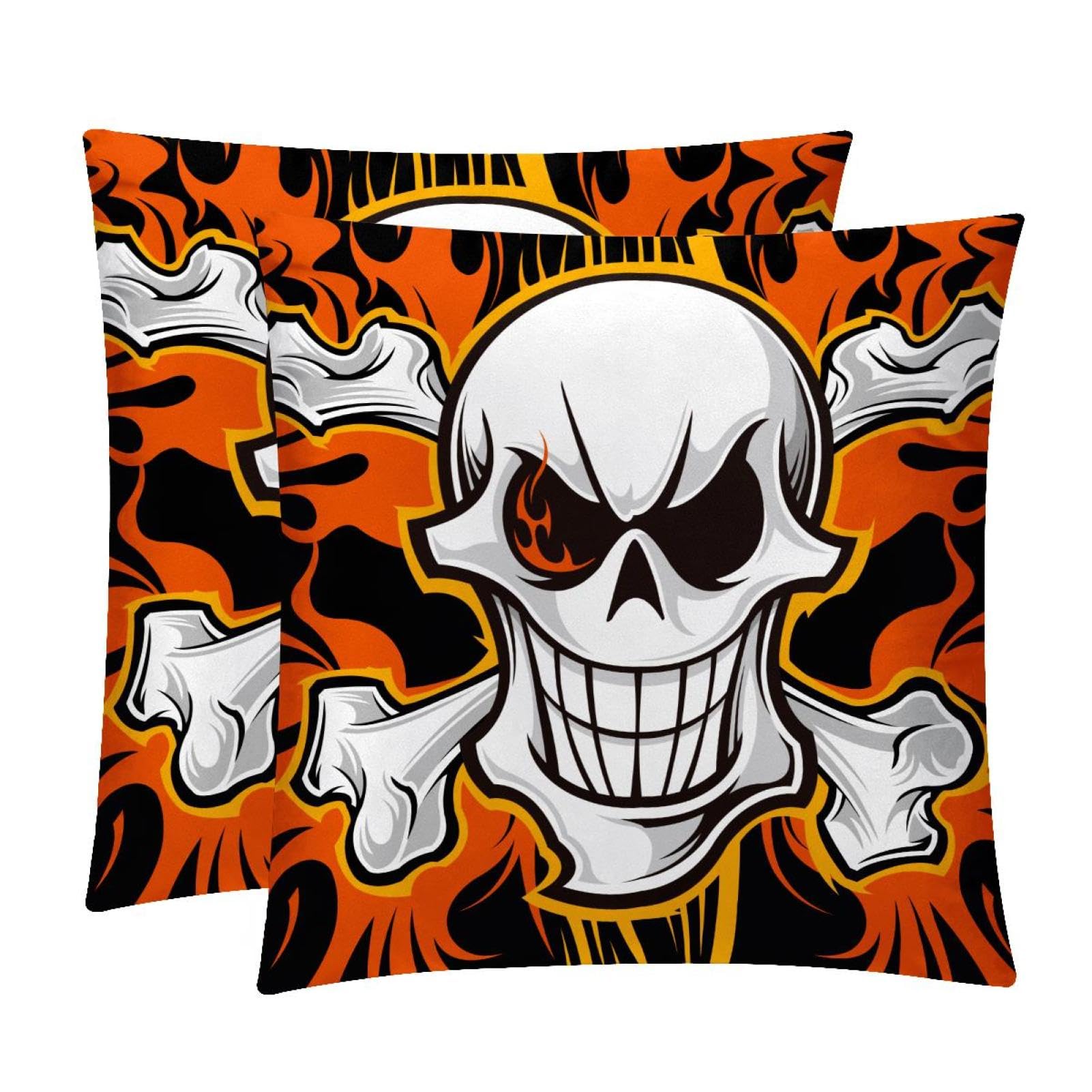 TDGKPZ Cool Skull Pirates Throw Pillow Cases 2 Pack Pillowcases Zipper Cushion Covers For Bedroom Living Room 50x50cm