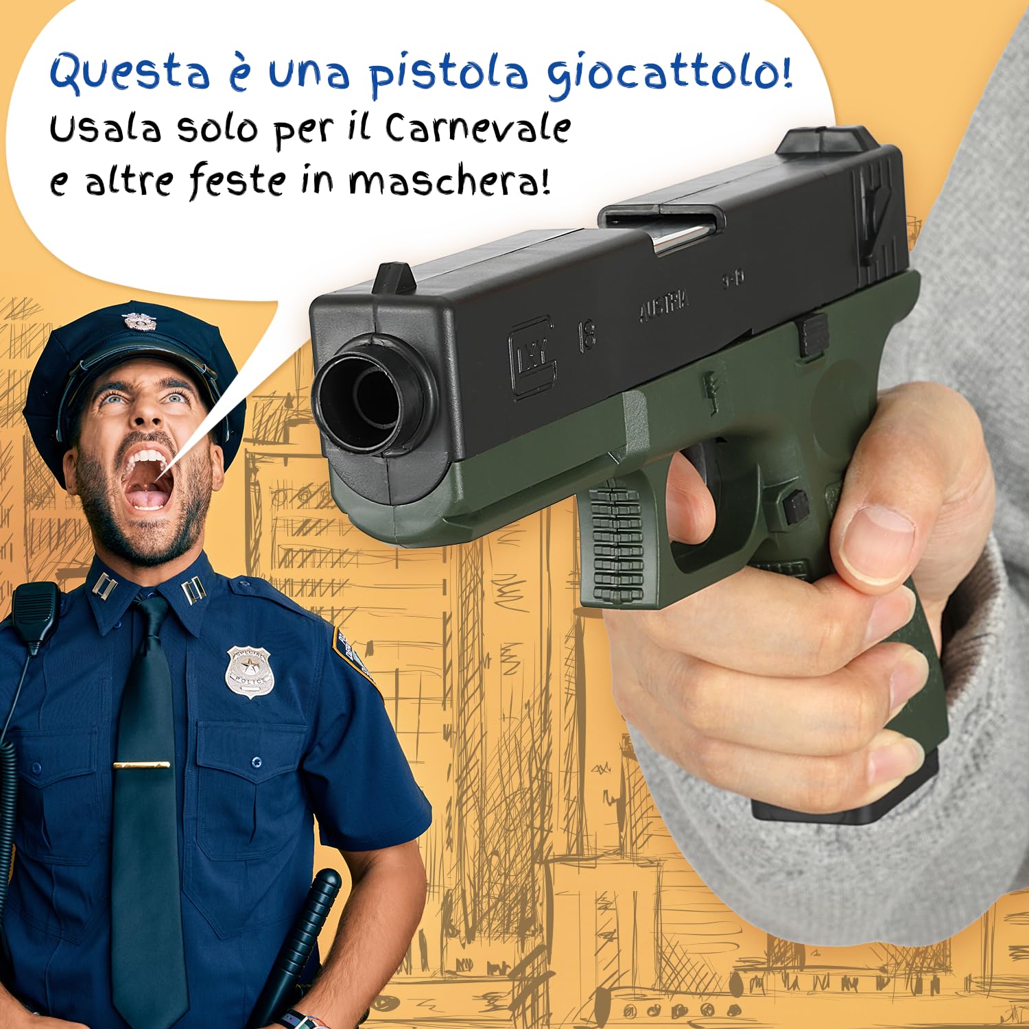 Festicy Pistola giocattolo accessorio per costume per adulti e bambini per carnevale e carnevale come agente segreto