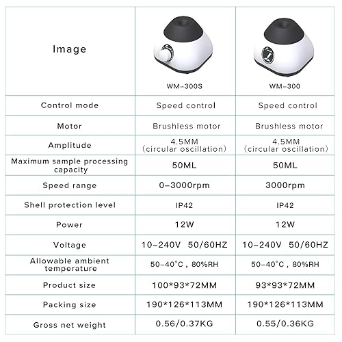 Miniatura 6 de LAB FISH Mini mezclador de vórtice, función táctil, velocidad ajustable, 0-3000 RPM, mezclador de vórtice de laboratorio para tubos de ensayo,