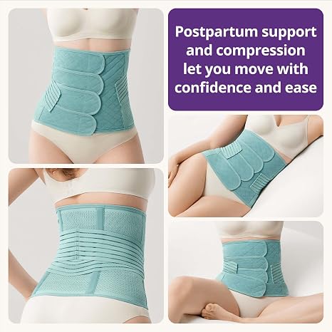 Postpartum Belly Band Wrap C-Section Recovery Must Haves, Adjustable Tummy Control Binder with Pelvic Belt, Comfortable Support for Natural & Cesarean Sections, Shapewear, Elegant Quilted Design