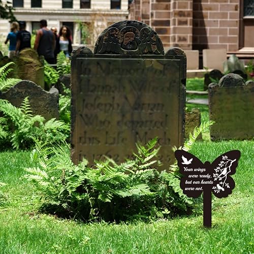 Vista 59 de GLOBLELAND Estaca de jardín con ángulos de mariposa, estaca conmemorativa para cementerio, estaca acrílica para tumba, impermeable, estaca de jardín