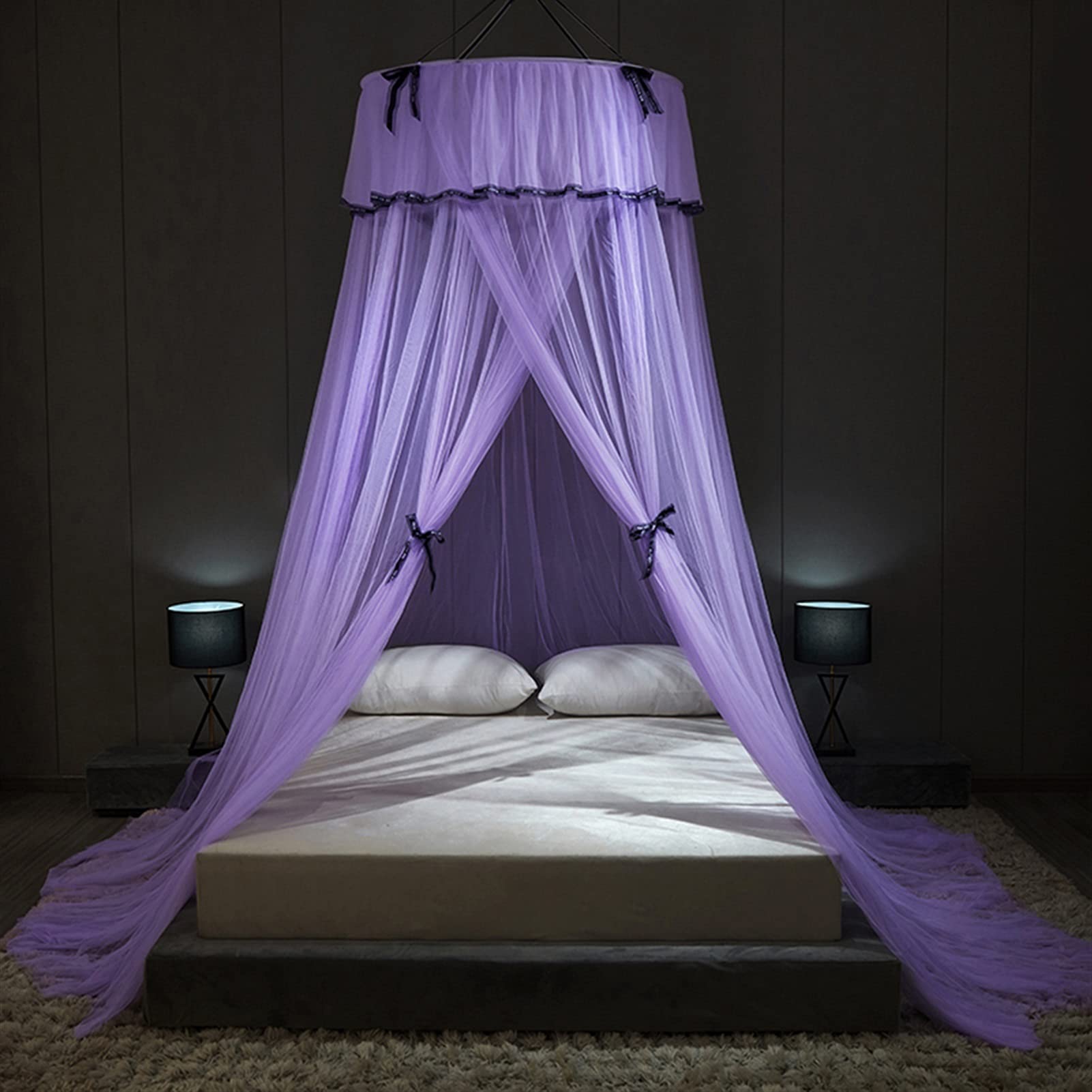 Moustiquaire de lit baldaquin pliable pour lit King ou Queen