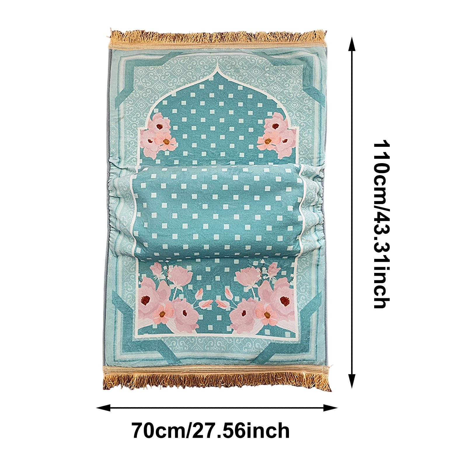 Tapis de prière Janamaz avec coussin pour genoux, pliable, antidérapant, gris