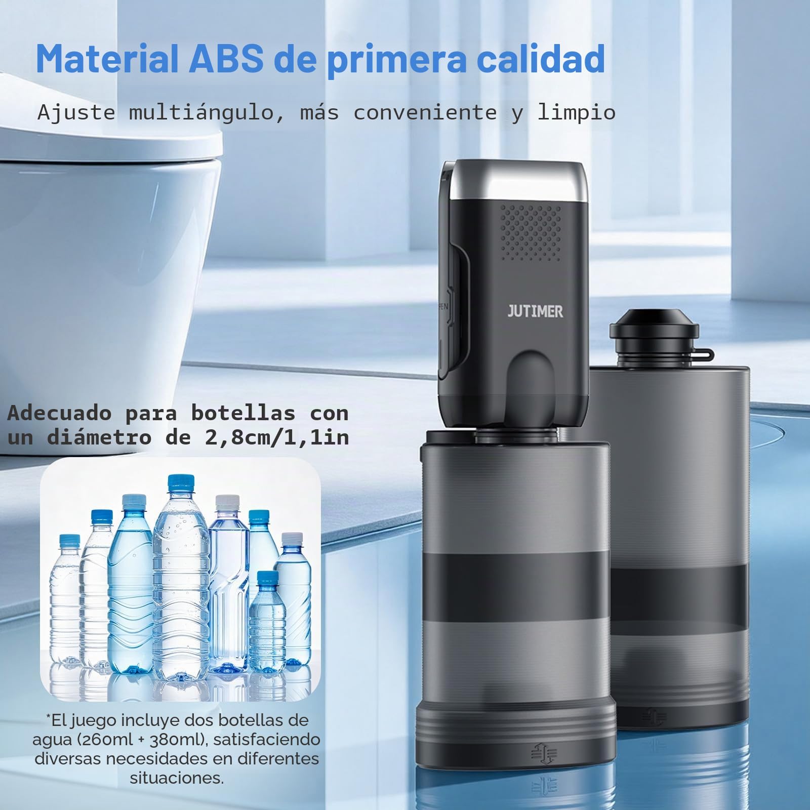 Bidé Portátil Eléctrico – Set 2 en 1 (640ml) con Boquilla 180°, Recargable USB, Impermeable IPX6 – Bidé de Viaje para Higiene Íntima, Postparto, Camping y Cuidado Perineal – Negro
