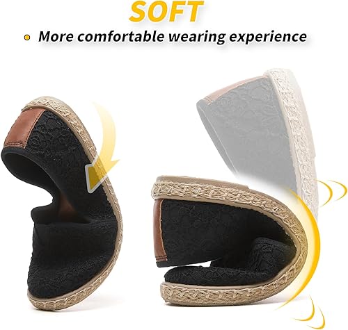 Miniatura 5 de BABUDOG Zapatos planos para mujer con bordado de flores, zapatos de ballet de encaje blanco, zapatos planos elegantes y cómodos