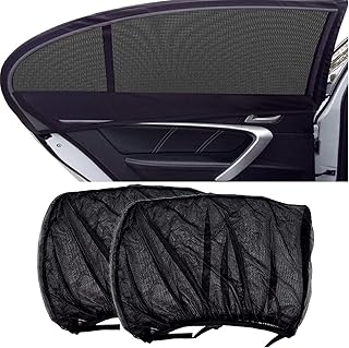 Universal Car Window Shade, 2 Pcs Stretchable Breathable Mesh Front Side Window Sun Shade for Blocks UV Rays and Sun Burn, Universal Rear Window Sunshade Fit Most of Cars, Sedans