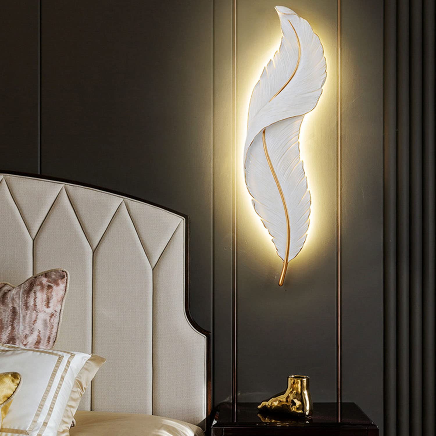 Grandes Plumes Décoratives En Plâtre - Ailes D'ange, 90cm - Art Mural Fait Main - Occasion
