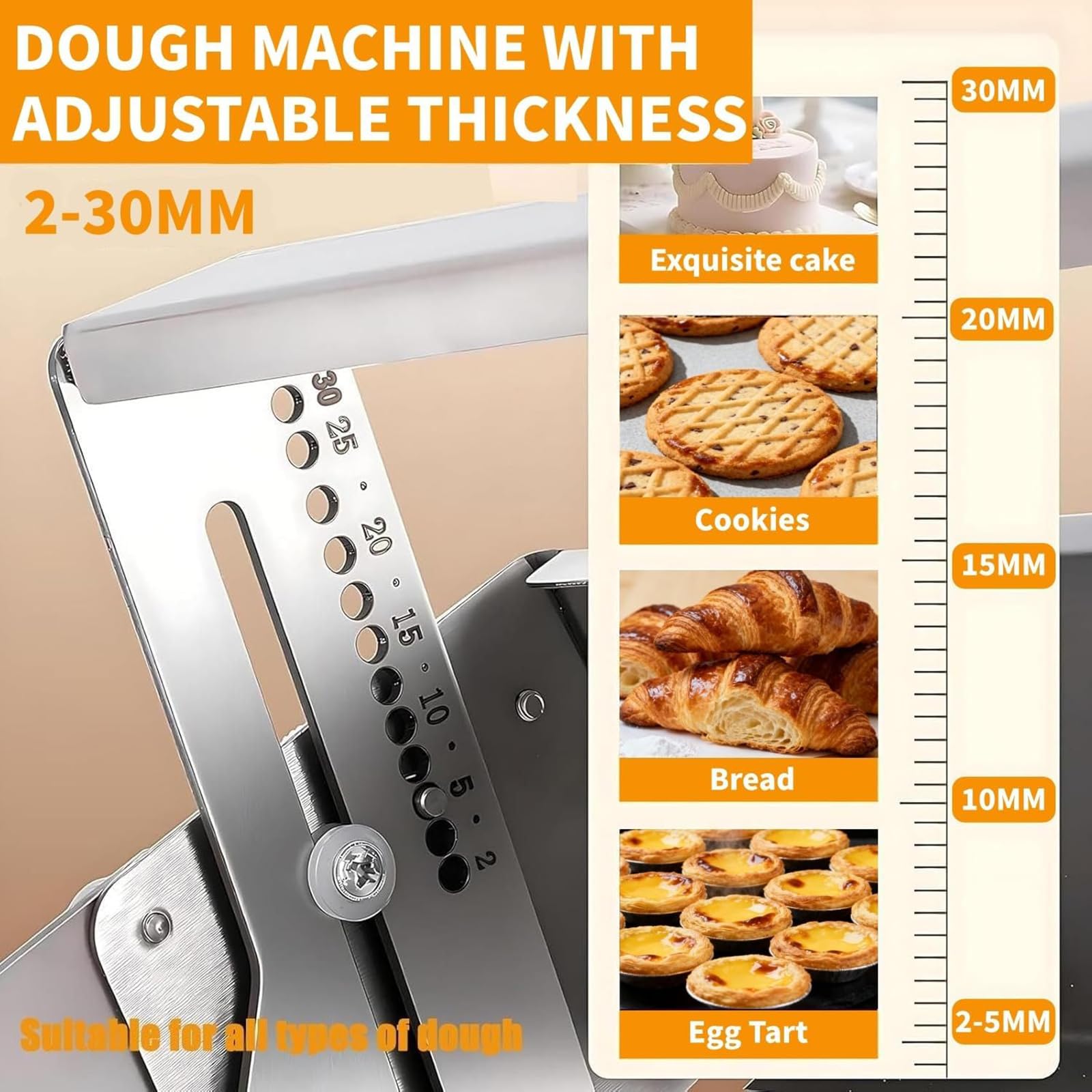 Macchina Per La Stesura Di Pasta Elettrica Pieghevole, Sfogliatrice Automatica Per Pasta, Spessore Regolabile (2-30 mm), Per La Cottura Di Dolci E Pane,A