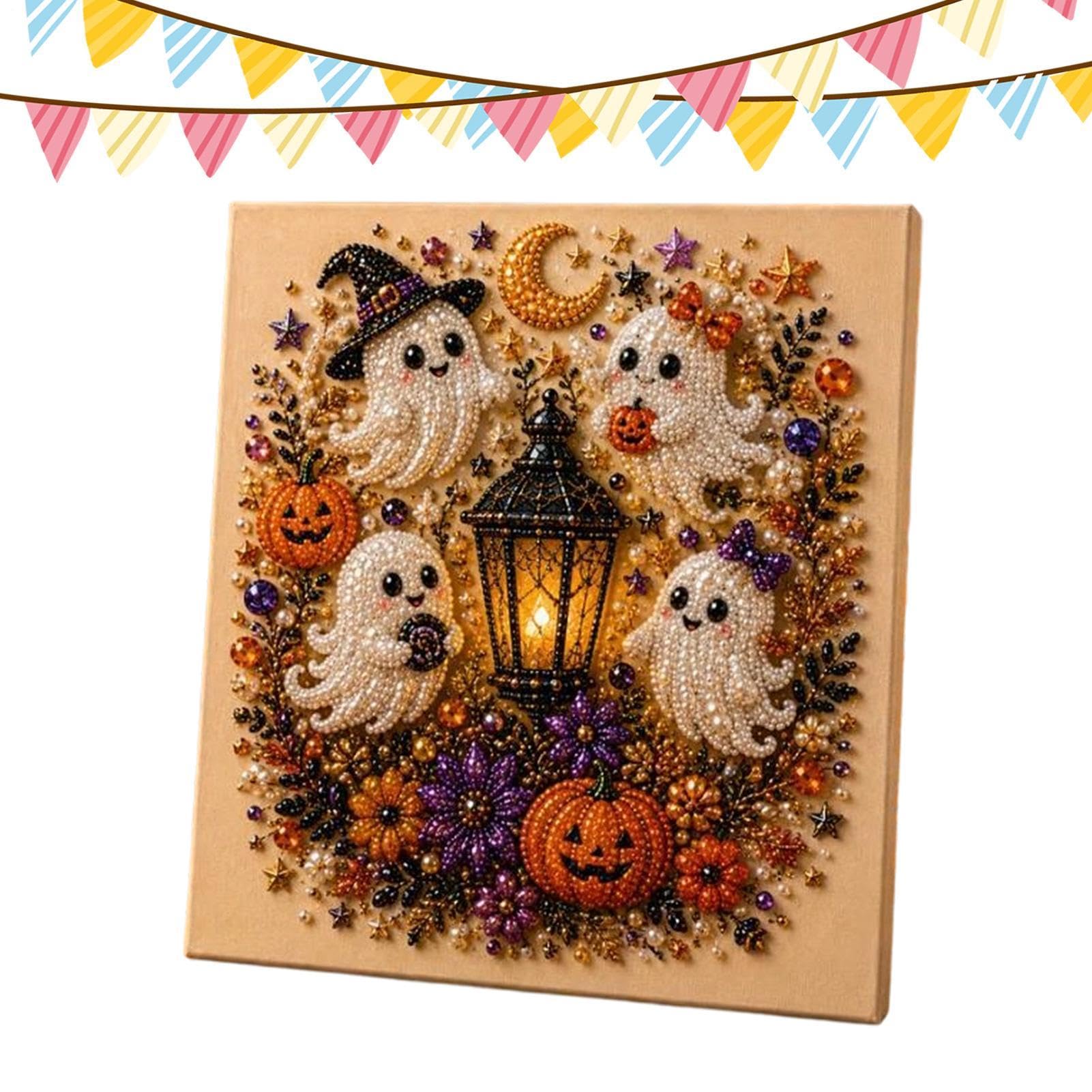 Halloween Ghost Pearl Art DIY Kit I Spooky Ghost Festive Halloween Wall Art