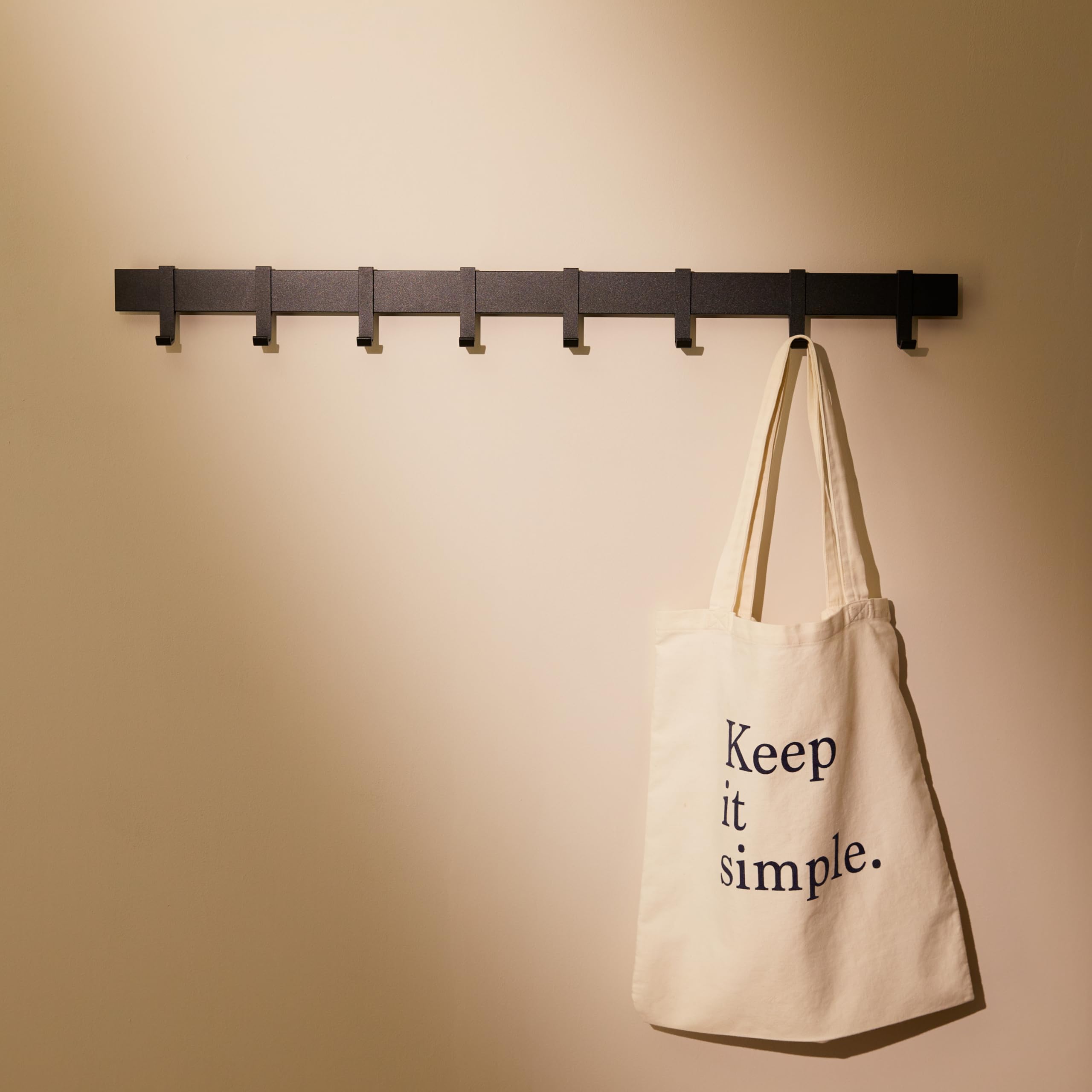 Designfactory Hamburg Coat Hooks wall Mounted | Metal Clothes Rail | Coat Rack | Coat Hook for wall | Modern Coat Hanger with slidable Hooks | 80 cm | Matt Black