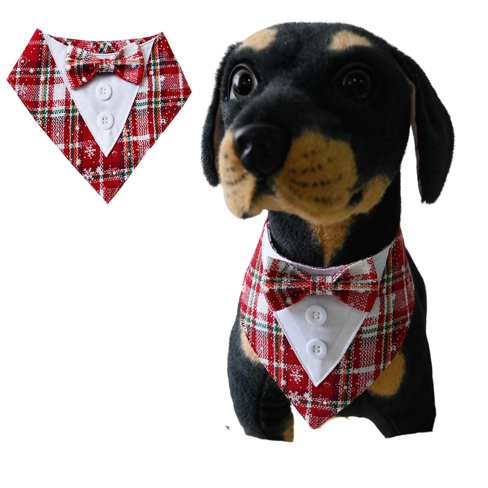BT Bear Pet Tuxedo Collar Bandana,Wedding Outfit,Bow Tie for Medium Large Dogs Outfit for Party,Birthday,Christmas,Snowflakes L