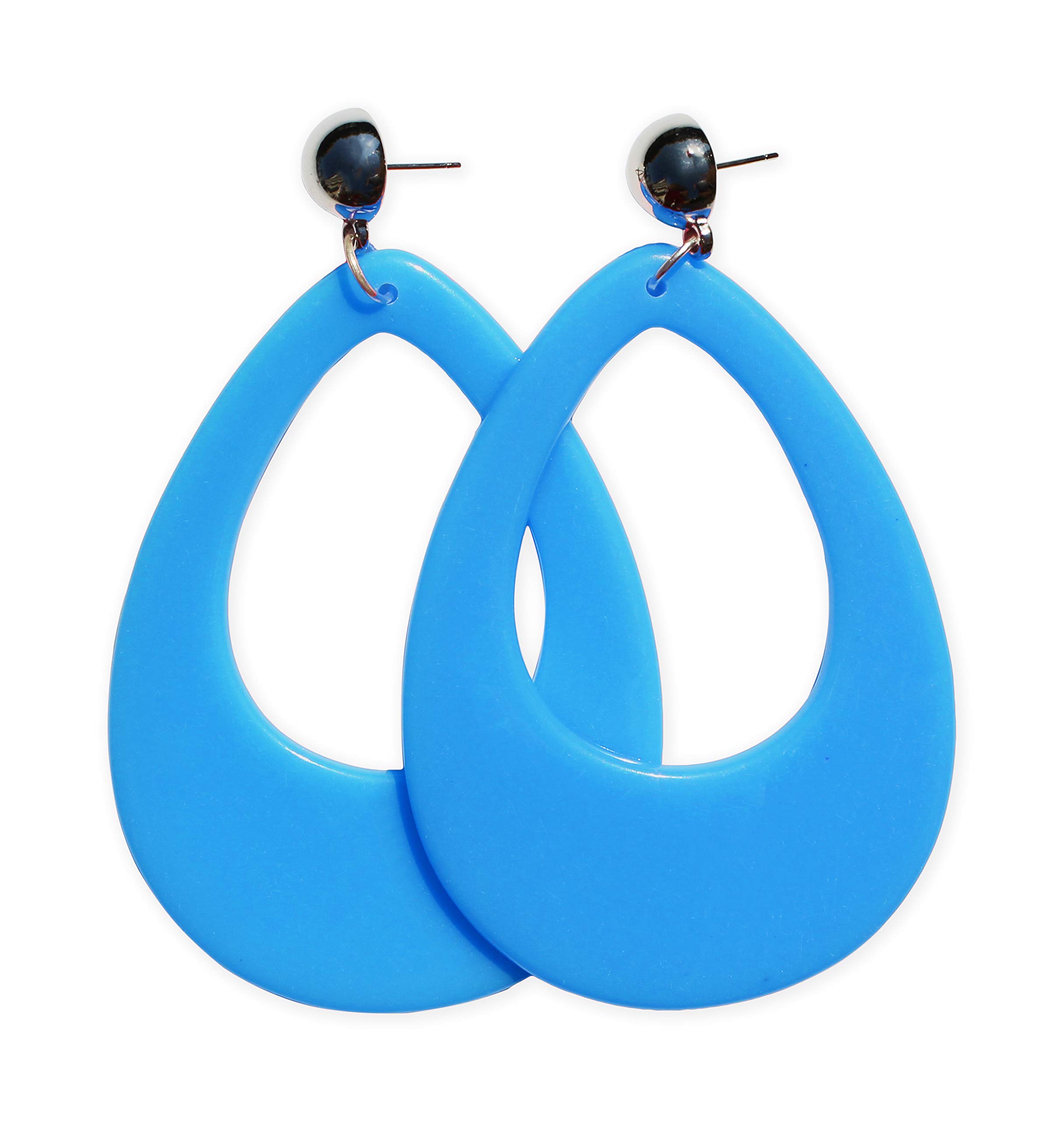 NEON NATIONCircular Oval Earring w/Silver Top 1980s Costume Party