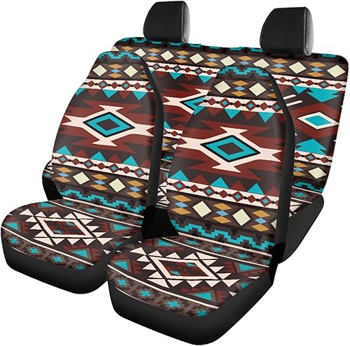 CLOHOMIN Funda de asiento de coche con estampado azteca nativo americano, Navajo Western Southwest, accesorios para mujeres y hombres, fundas de