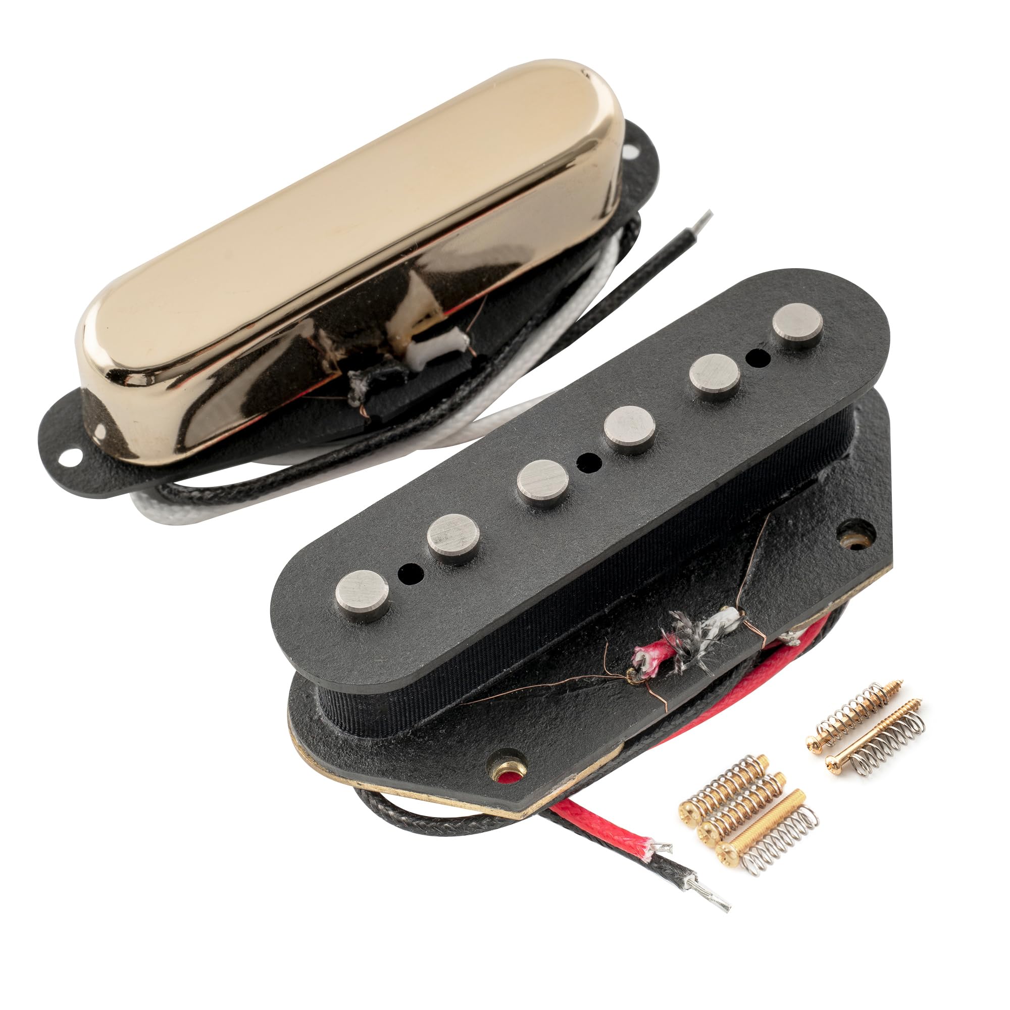 Artec TFA40 Alnico 5 Pastillas Telecaster Pickups Set para Guitarra Eléctrica tipo Tele, Dorado/Negro(Set de 2)