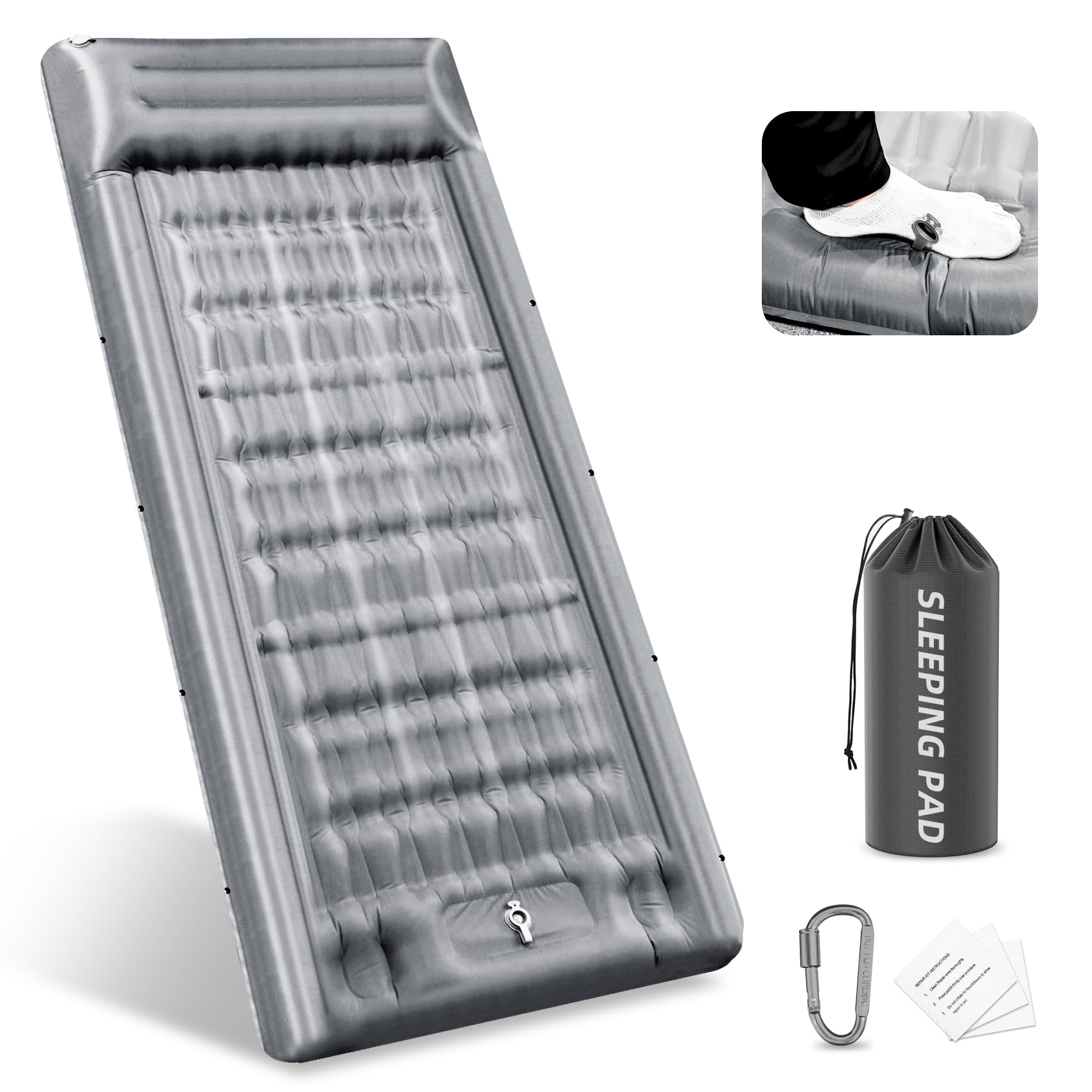 InnoMast Camping Mattress 83cm Ultra Wide,13cm Thickened Inflatable Camping Mat(Foot Pump),Upgraded Camping Sleeping Mat for Hiking, Sunbathing, Tours,Tent, Ideal for Side Sleepers