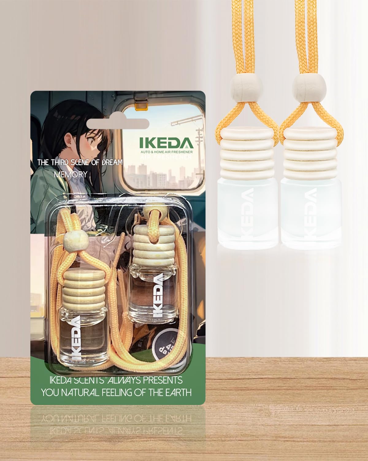 ikeda fragrance Car Air Freshener 4ml Car Scents | 45-Days Keep Fragrance | Automotive Hanging Diffuser Bottles | Remove Auto Odor Long-Lasting Fresh Air for Home Deodorizer (2pcs, Memory)