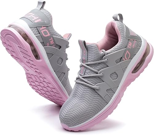 Kezhiho - Zapatos de punta de acero para mujer, con amortiguación de aire, ligeros, zapatos de trabajo cómodos y transpirables, resistentes a