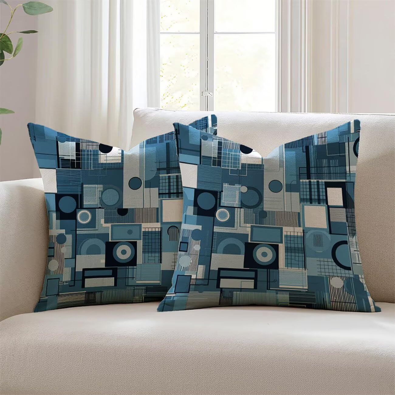 Housse de coussin imperméable en lin déperlant bleu Lejnlnng, l'élégance durable pour canapé