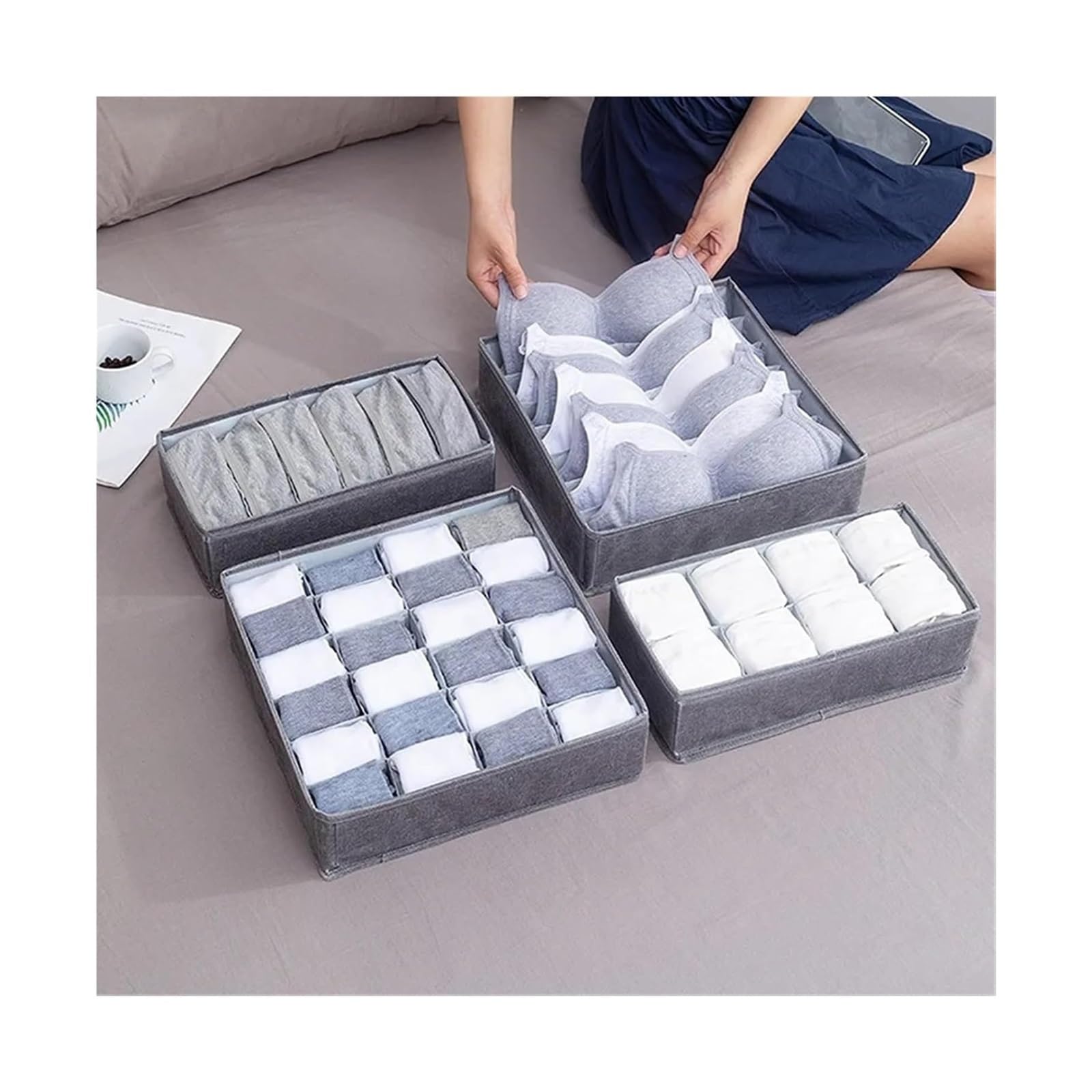 Organizer for cassetti for biancheria intima e reggiseni(7 Grids Khaki)