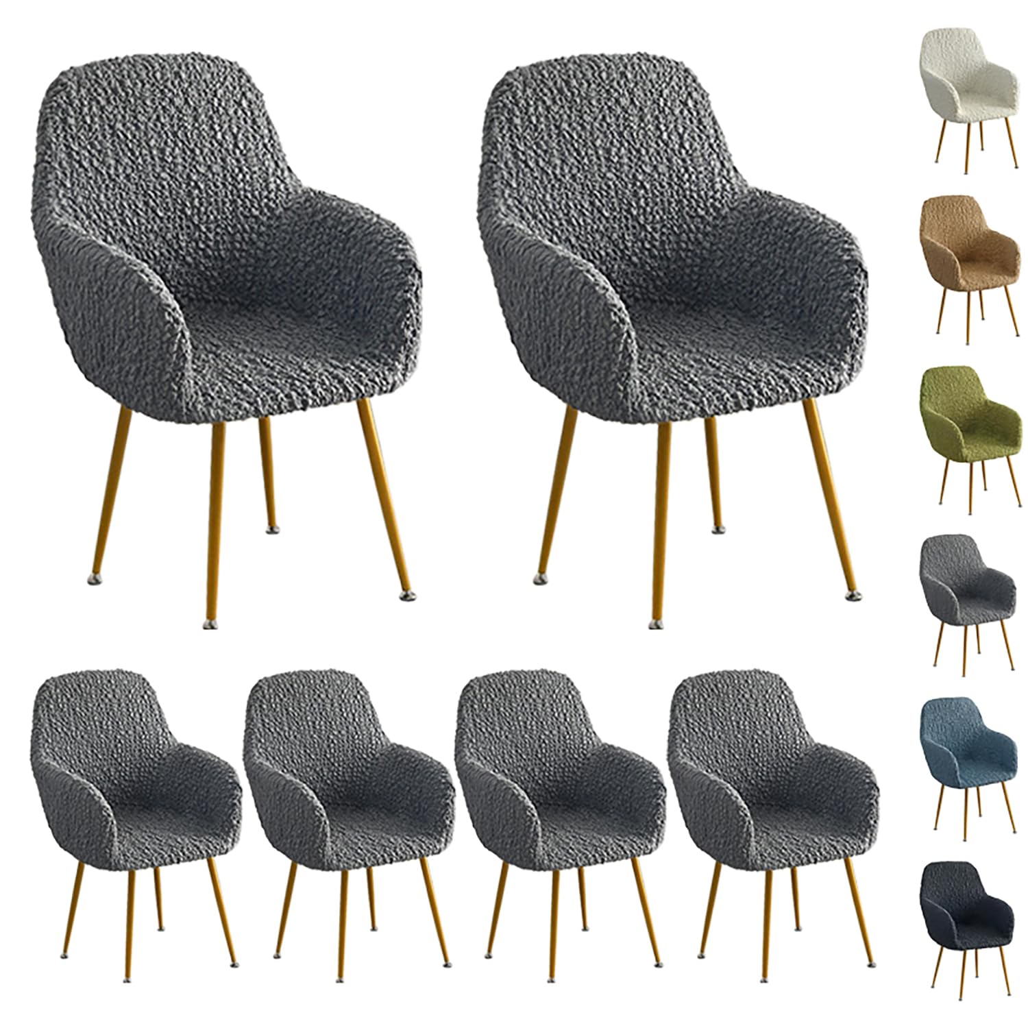Coprisedie Da Pranzo Con Texture 3D, Set 4, Proteggi-sedie Lavabili(Grey 6pcs)