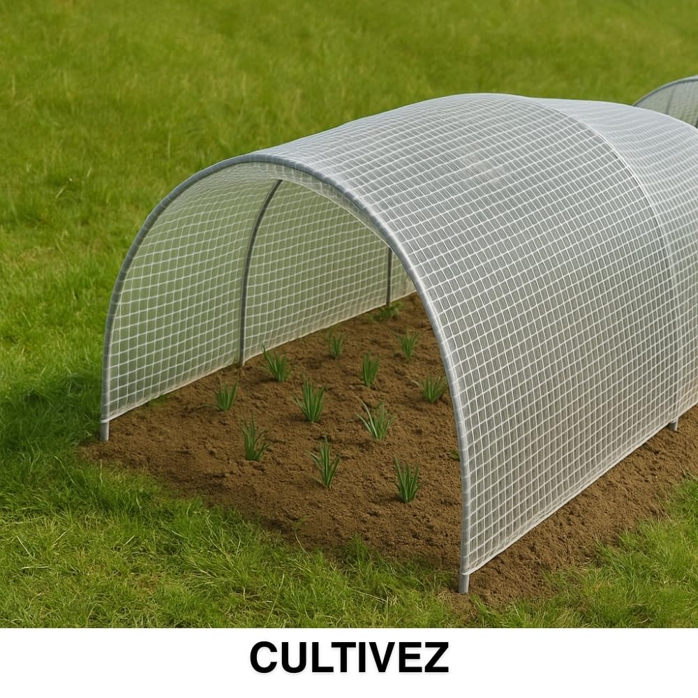 TERRE JARDIN Bâche de Protection, Extérieur Polyéthylène 160g/m² - Bâche Armée Imperméable, Ultra Résistante Découpable, Anti UV - Œillets Aluminium - Mobilier Serre Jardin - 4 x 6 - Transparent
