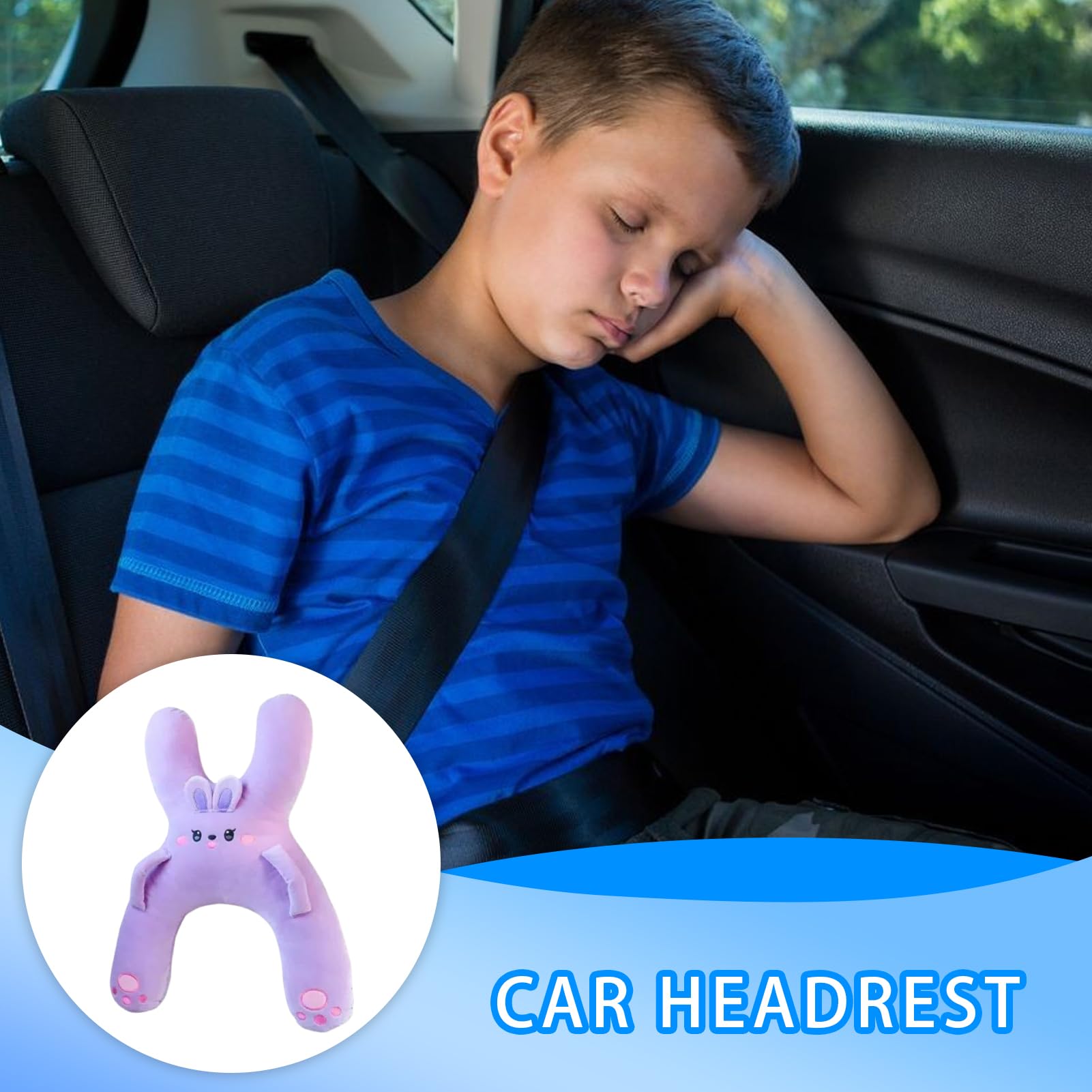 Cuscino da viaggio per auto per bambini, cuscino ergonomico per il collo, supporto per la testa avvolgente, traspirante, morbido comfort, design regolabile per viaggi su strada, vacanze, accessorio